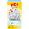 Glad ForceFlex Tall Kitchen Drawstring Trash Bags. 13 Gallon. 40-Count