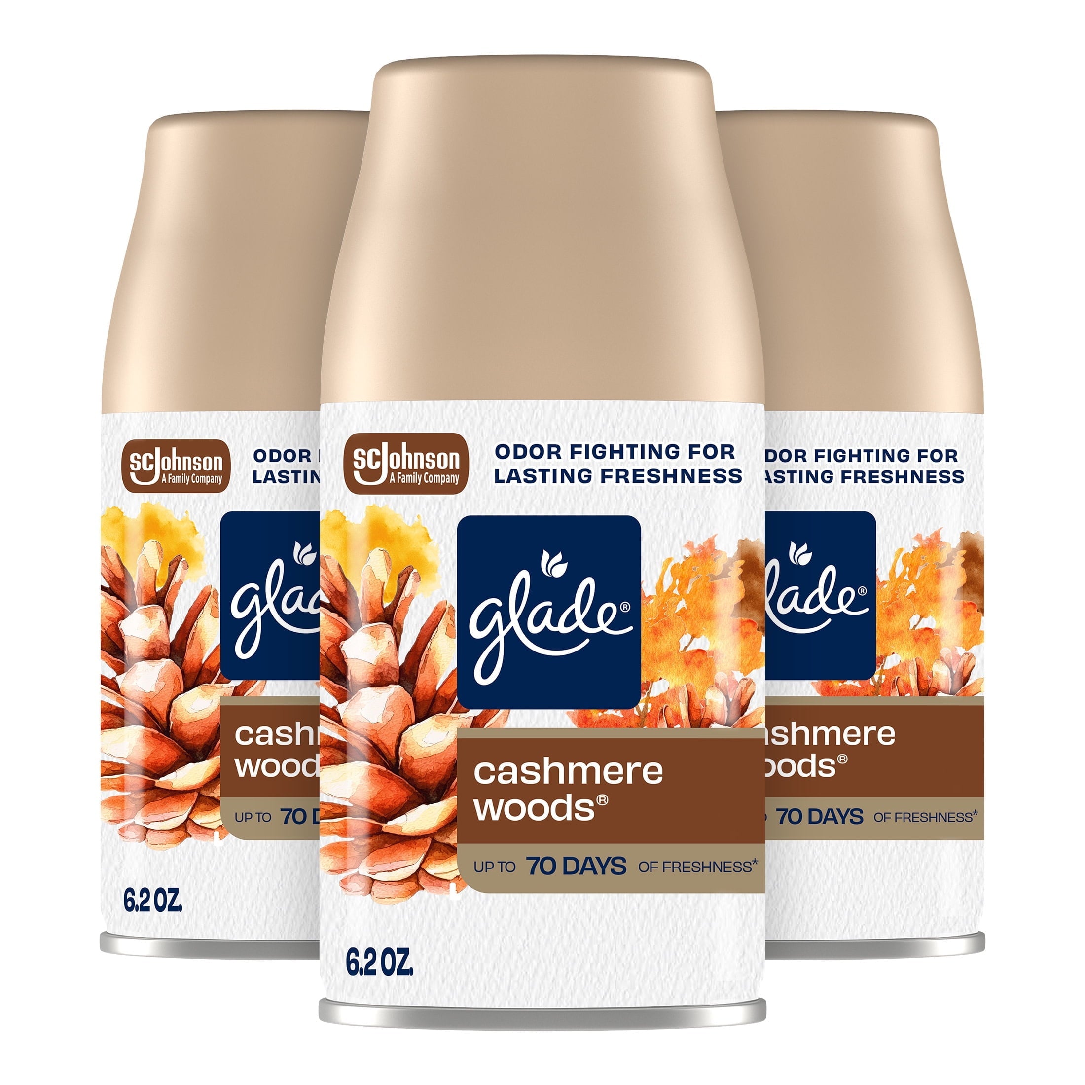 Glade Automatic Spray Refill - Comforting Cashmere Woods. 3 Refills (6.2 oz Each)