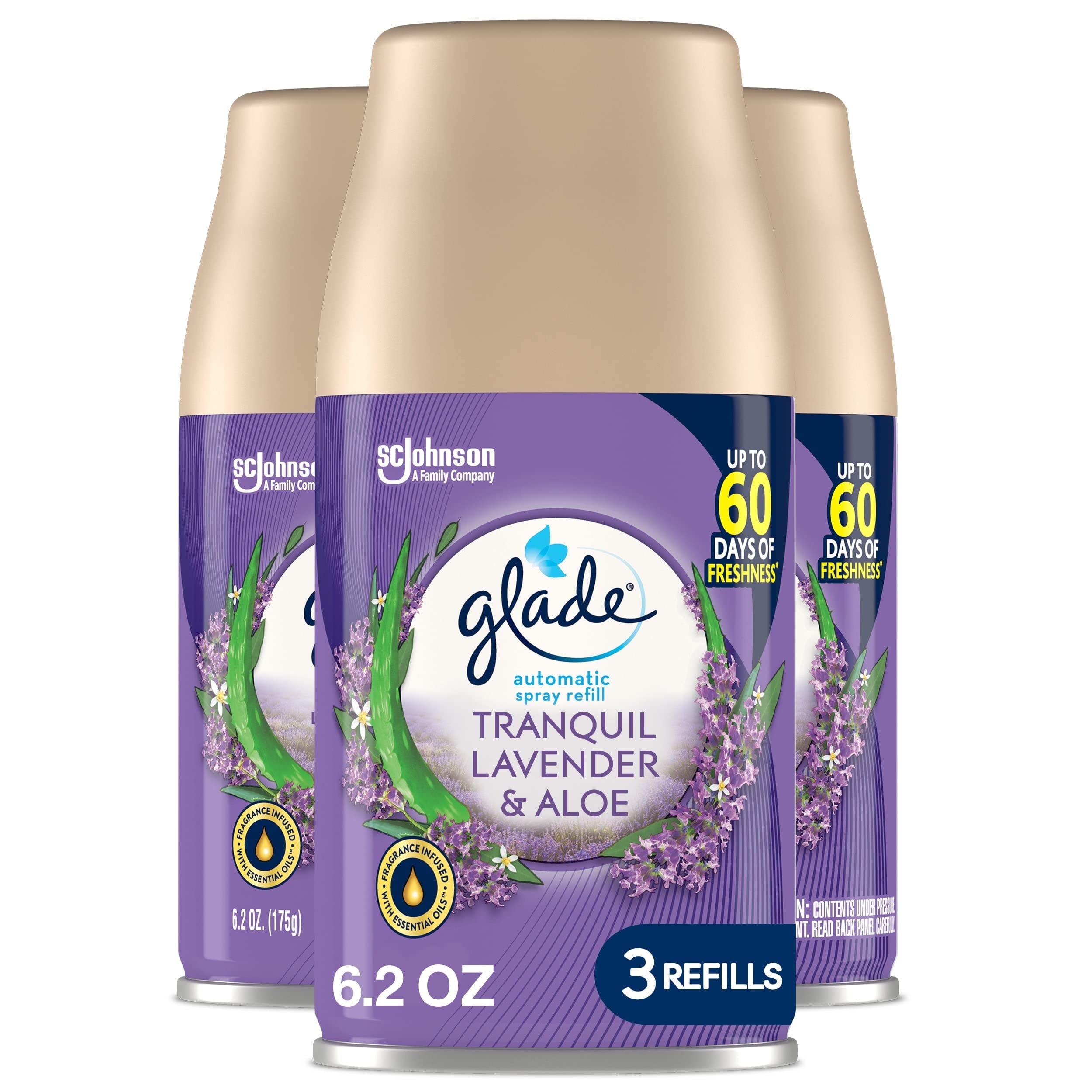 Glade Automatic Spray Refill - Tranquil Lavender & Aloe. 3 Refills (6.2 oz Each)