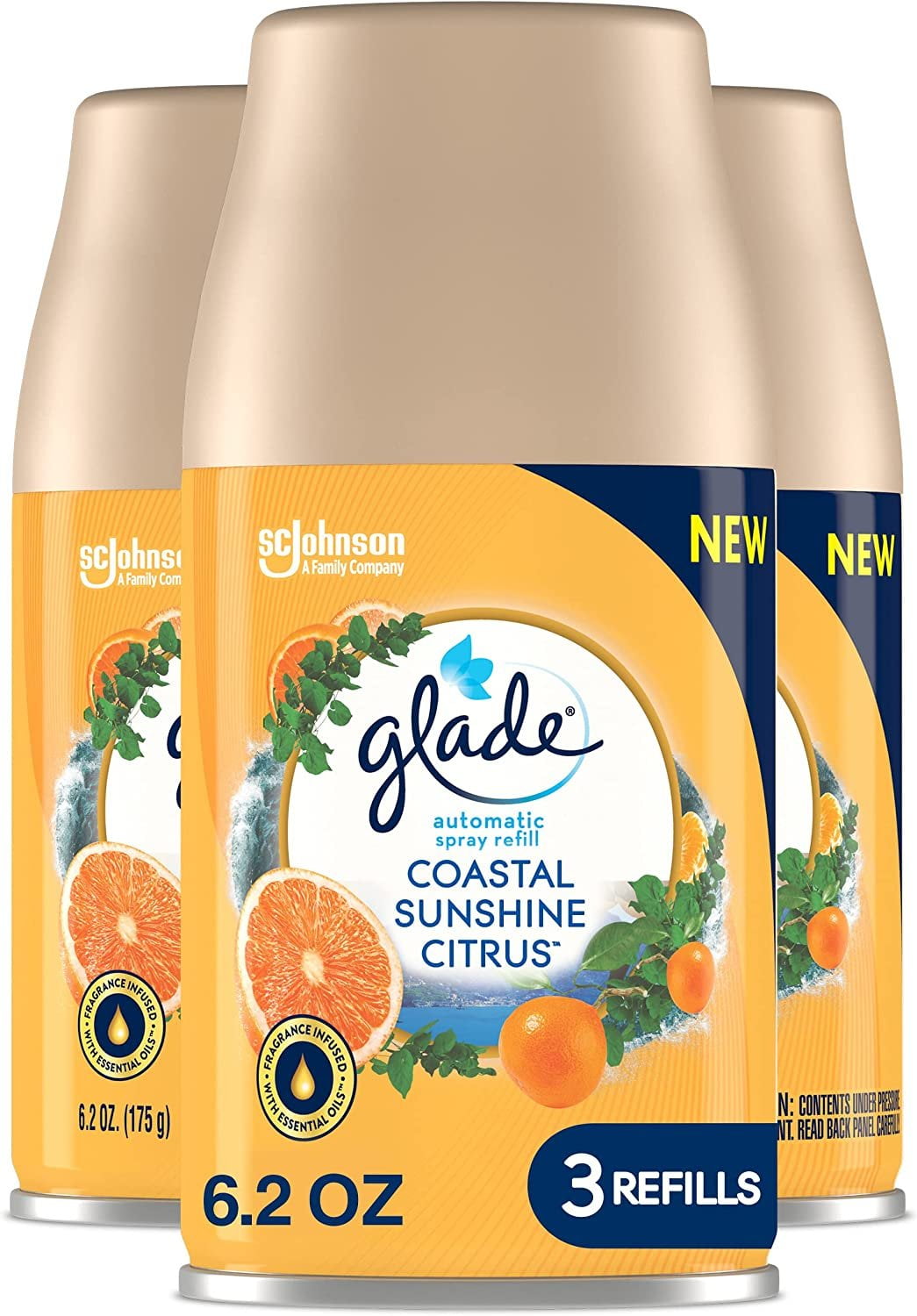 Glade Automatic Spray Refill - Coastal Sunshine Citrus. 3 Refills (6.2 oz Each)