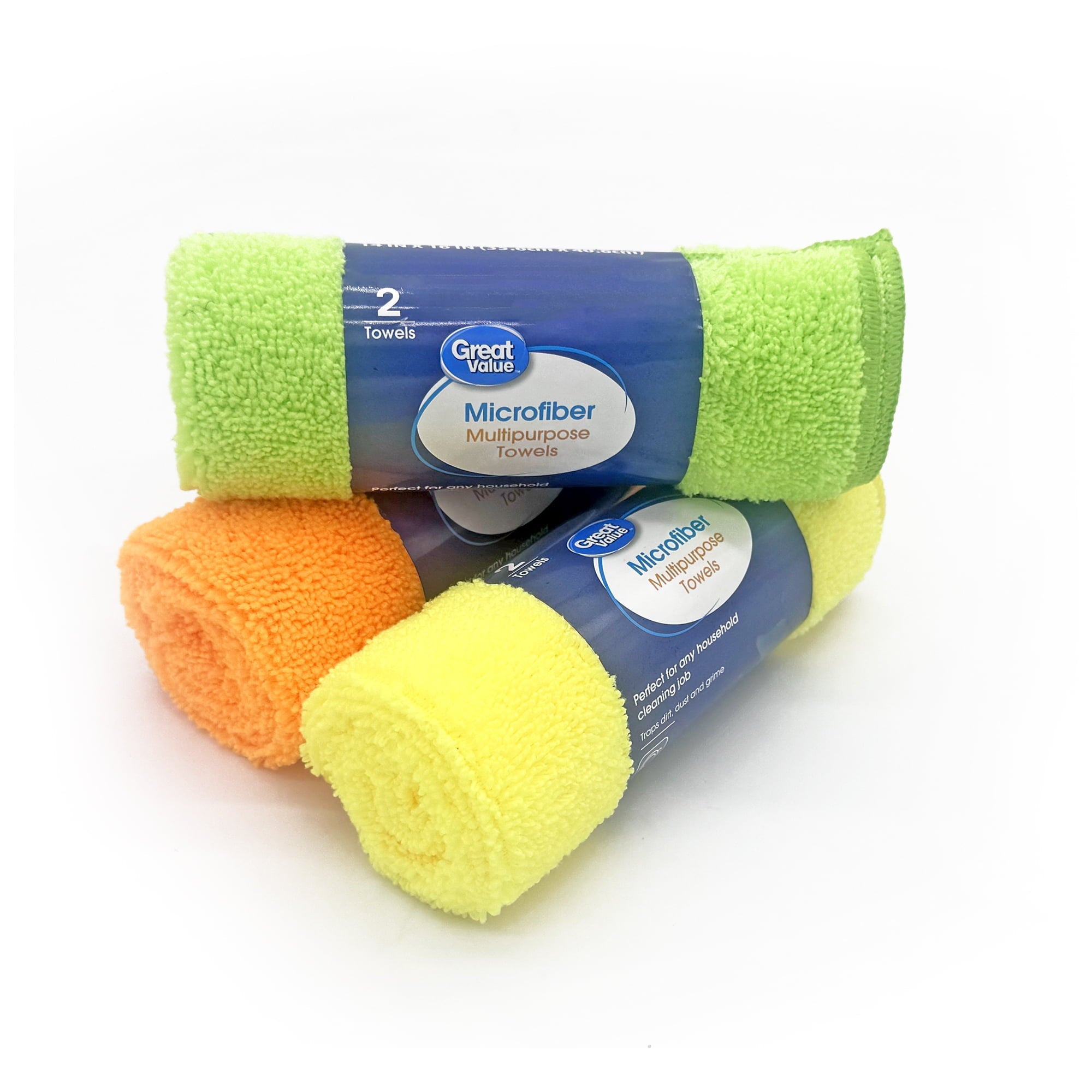 Great Value Multipurpose Microfiber Cleaning Cloth. 2 Count. Multicolor