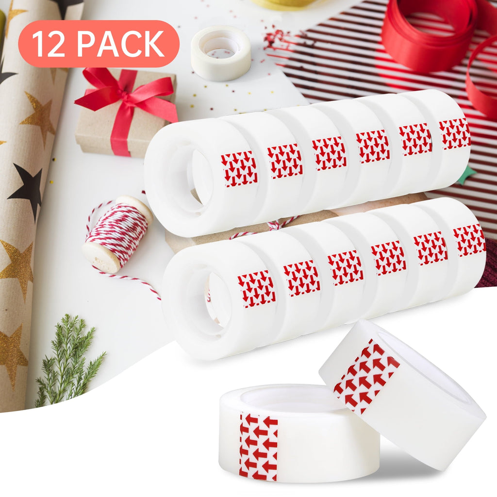 Invisible Tape. 12 Rolls. 3/4 in x 1000 in. Transparent. for Office. Home & School