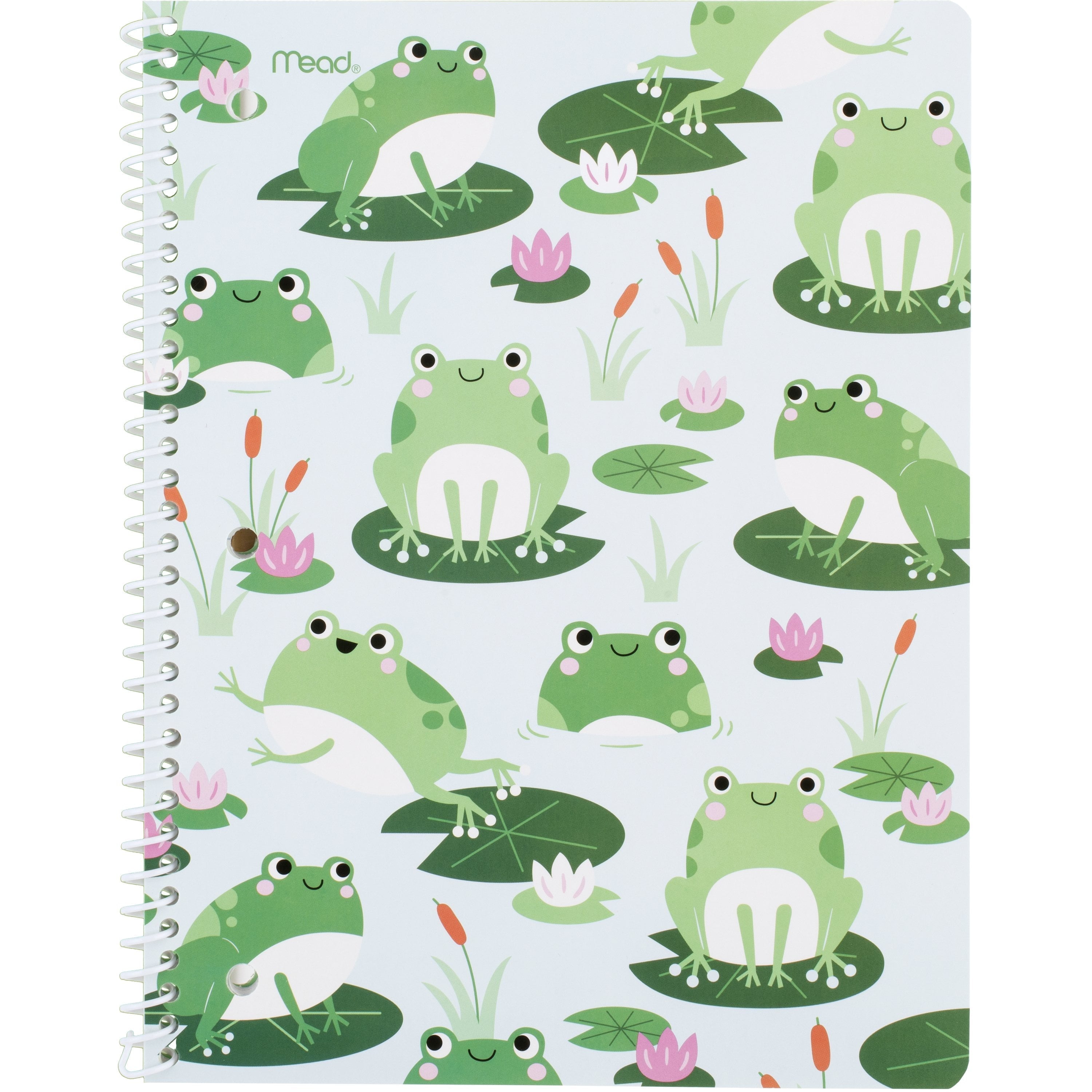 Mead 1-Subject Wide Ruled Notebook. 7.5 x 10.5 in. Frogs. Spiral. 80 Sheets