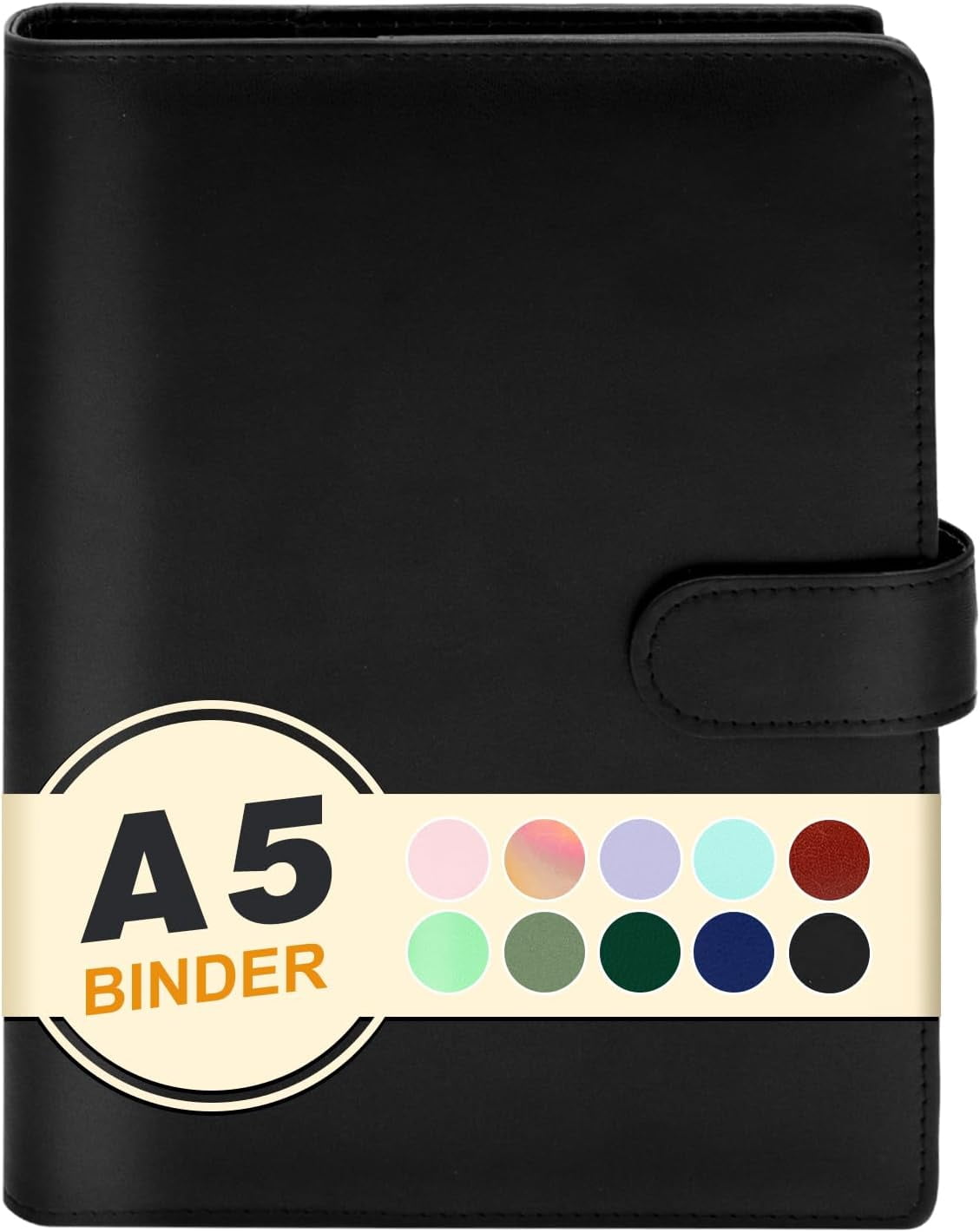 MetalM A5 Binder 6-Ring. Mini Loose-Leaf Personal Planner with Magnetic Closure. Black