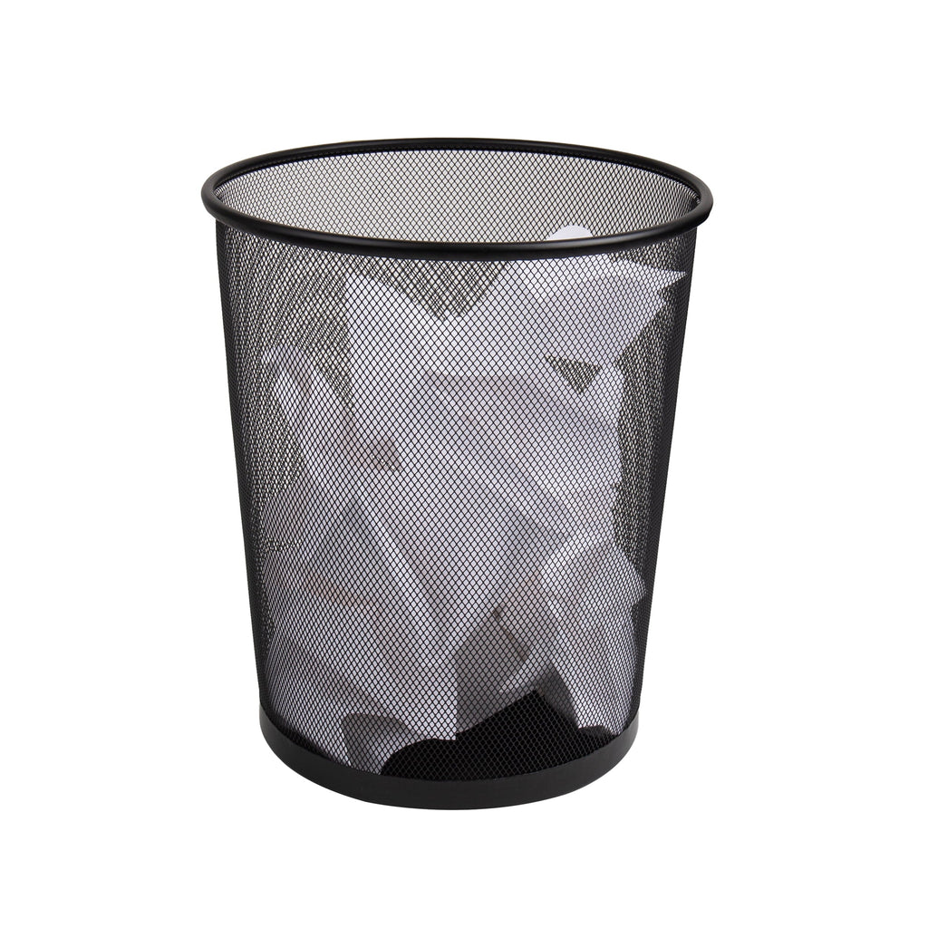 Mind Reader Mesh Trash Can. 4.4 gal (16.65L). Round Office Waste Basket. Metal. Black