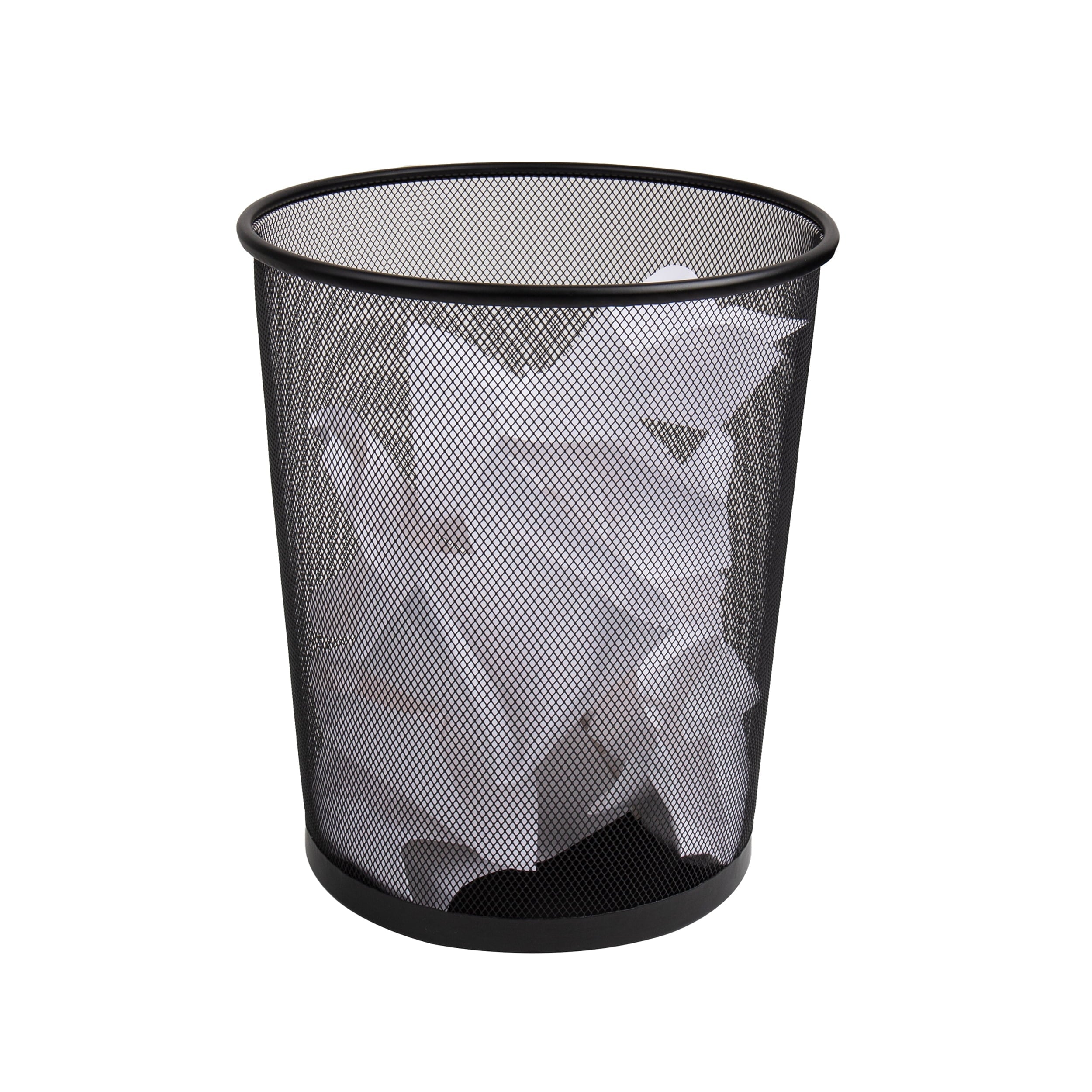 Mind Reader Mesh Trash Can. 4.4 gal (16.65L). Round Office Waste Basket. Metal. Black