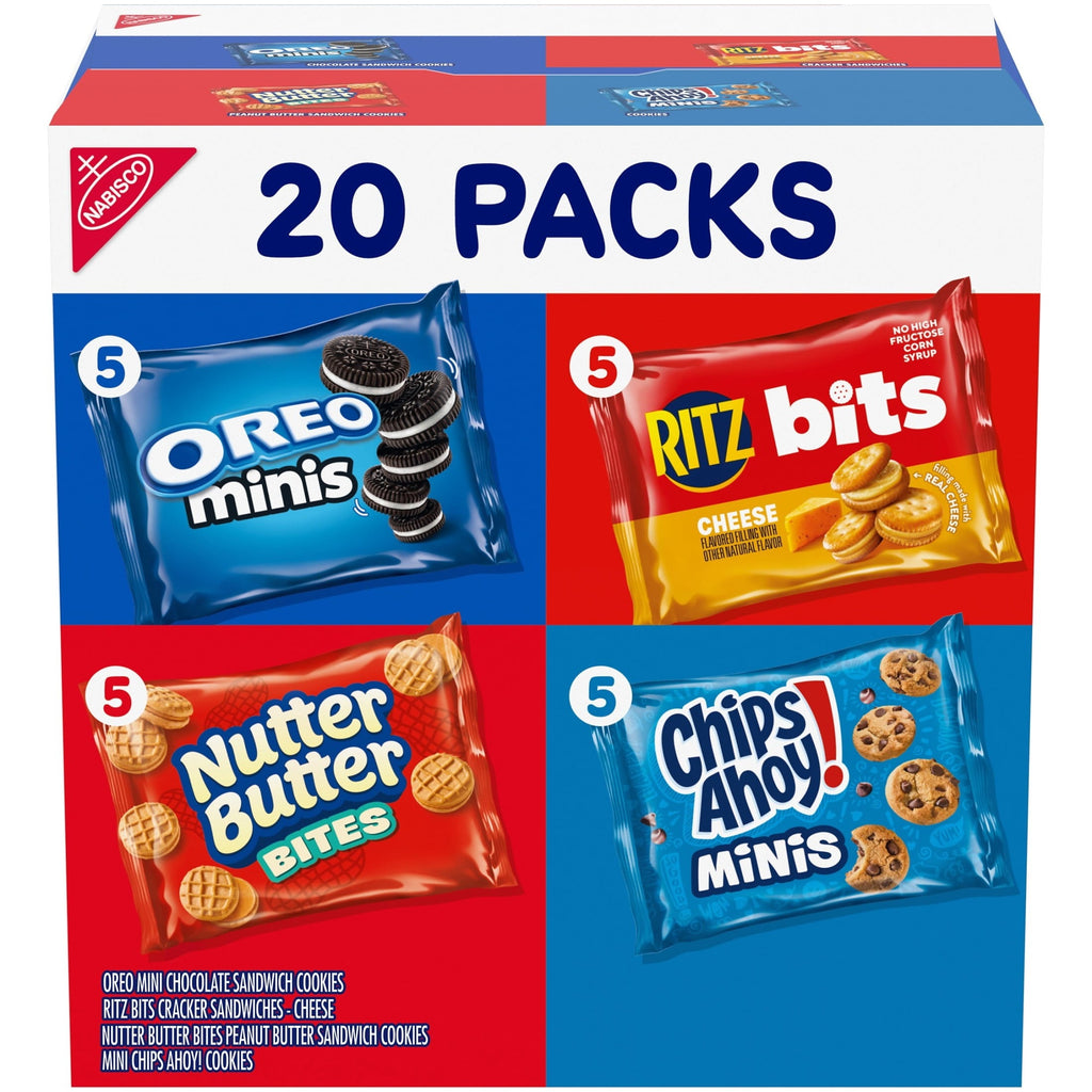 Nabisco Classic Mix Variety Pack. OREO. CHIPS AHOY!. Nutter Butter. RITZ Bits Cheese. 20 Snack Packs