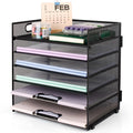 PHANCIR 6-Tier Mesh Desk Paper Organizer Tray with Handle. Black