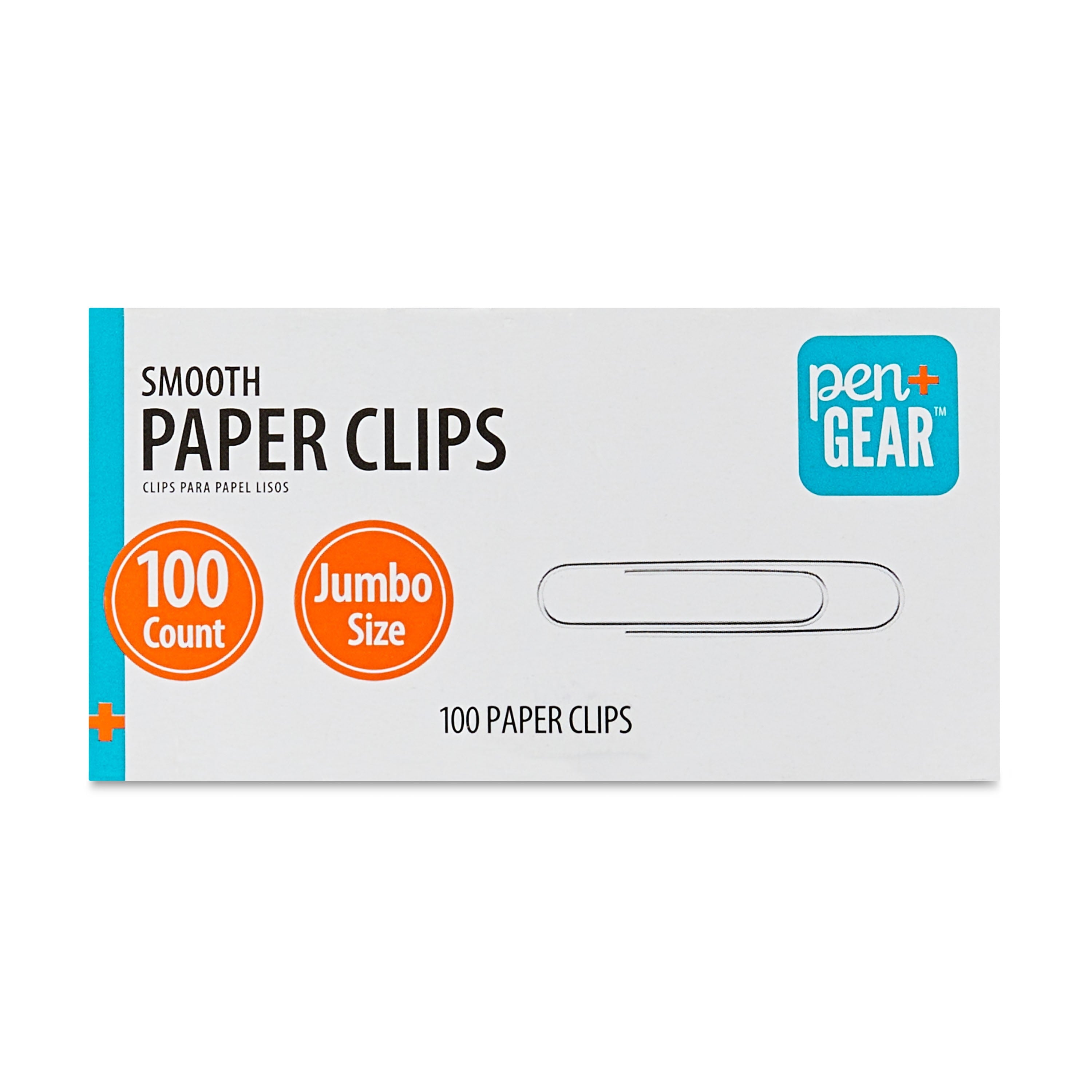 Pen+Gear Jumbo Smooth Paper Clips. Silver. 100 Count