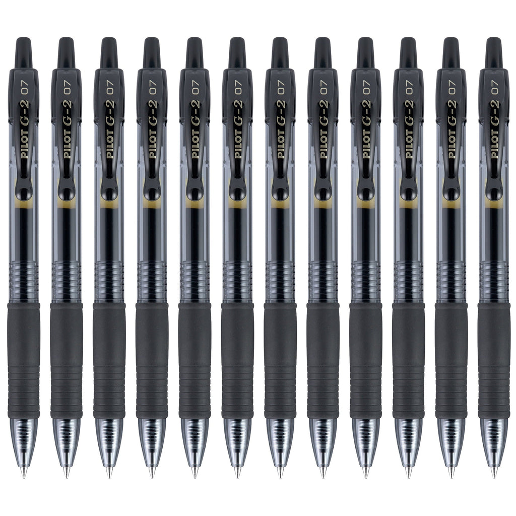 Pilot G2 Retractable Gel Pens. Fine Point. Black. 12-Pack