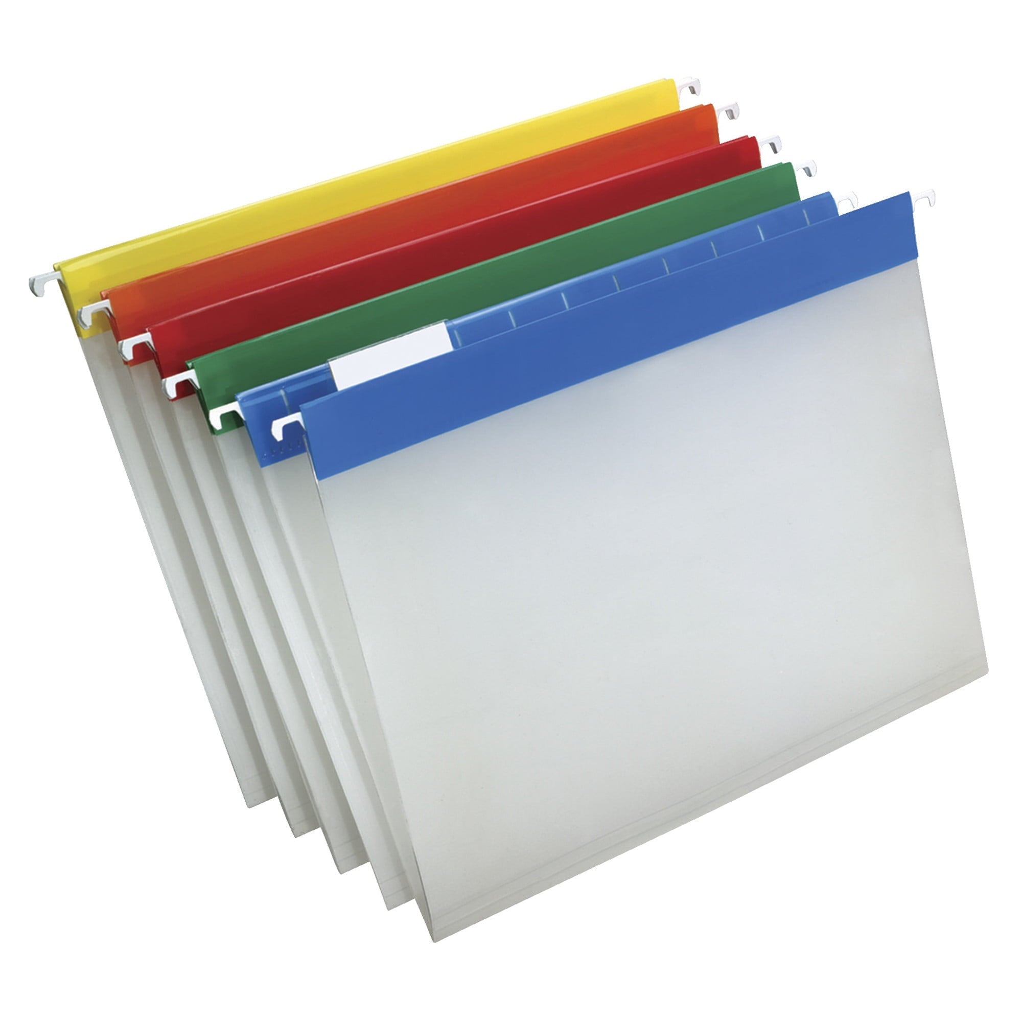 Hanging File Folders. Letter Size. Plastic with Adjustable 1/5-Cut Tabs. Assorted Colors