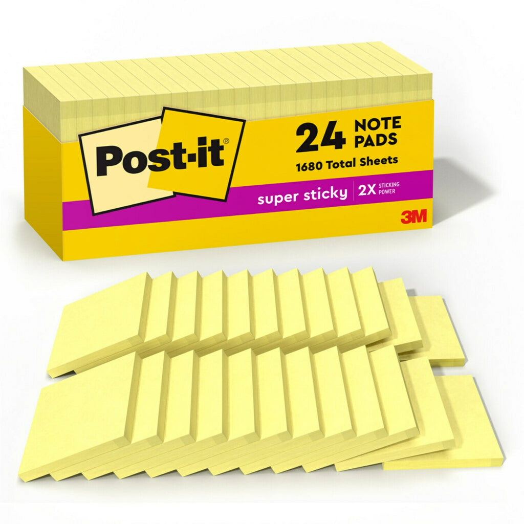 Post-it Notes. 3 in x 3 in. Canary Yellow. 24 Pads/Pack
