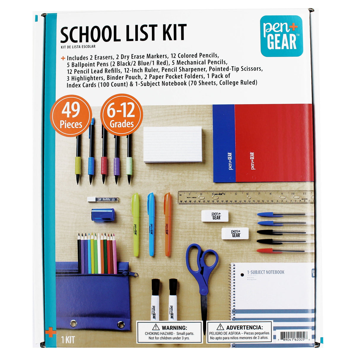 Pen+Gear 49-Piece Back to School Supply Kit. Grades 6-12