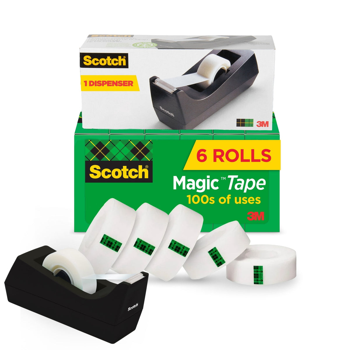 Scotch Magic Tape. 3/4 x 1000. 6 Rolls with Dispenser