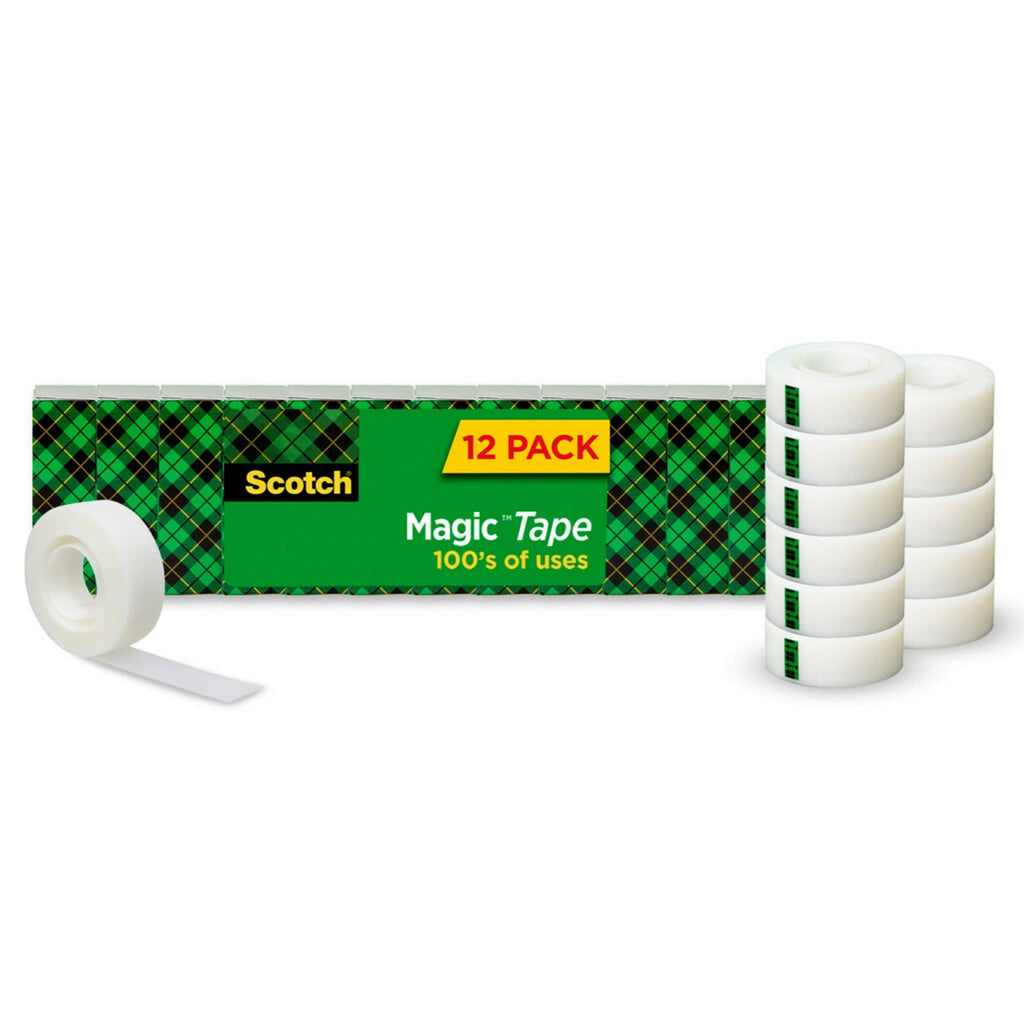 Scotch Magic Tape Value Pack. 3/4 in x 1000 in. 12 Rolls