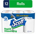 Scott Rapid-Dissolving Toilet Paper for RVs & Boats. 12 Double Rolls