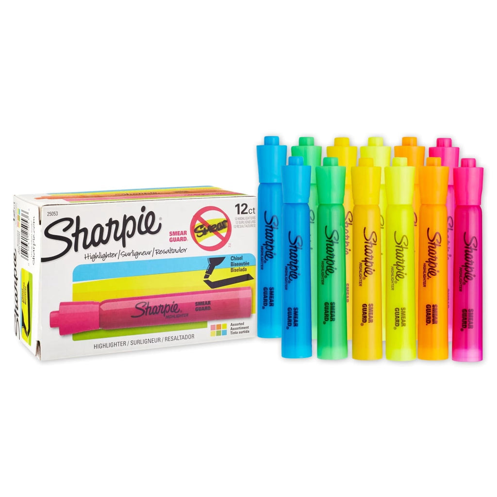 Sharpie Highlighters. Smear Guard. Assorted Colors. 12-Count