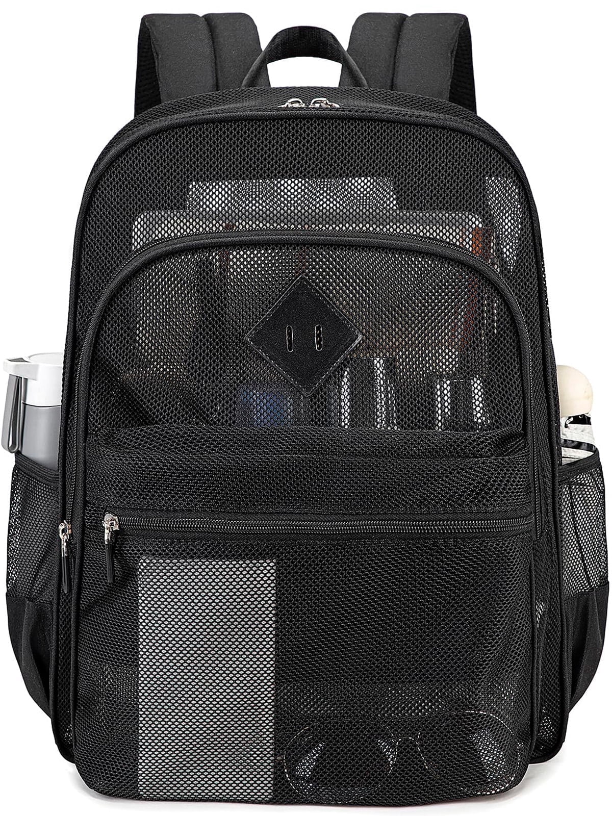 Soda Candy Mesh Backpack. Heavy-Duty See-Through Bookbag. Black