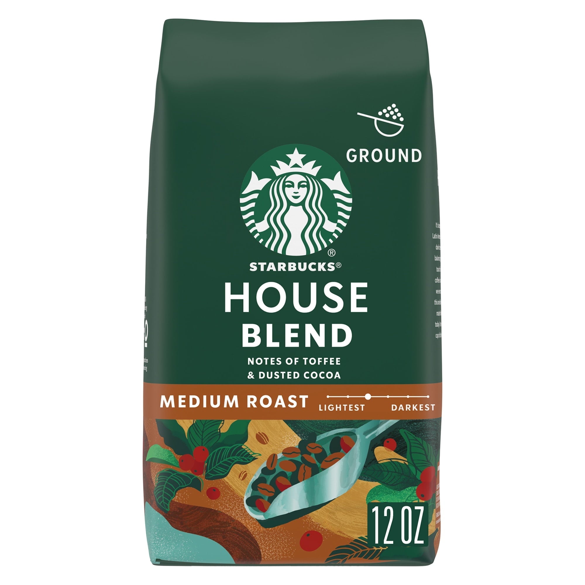 Starbucks House Blend Ground Coffee. Medium Roast. Hot or Iced Coffee. 12 oz