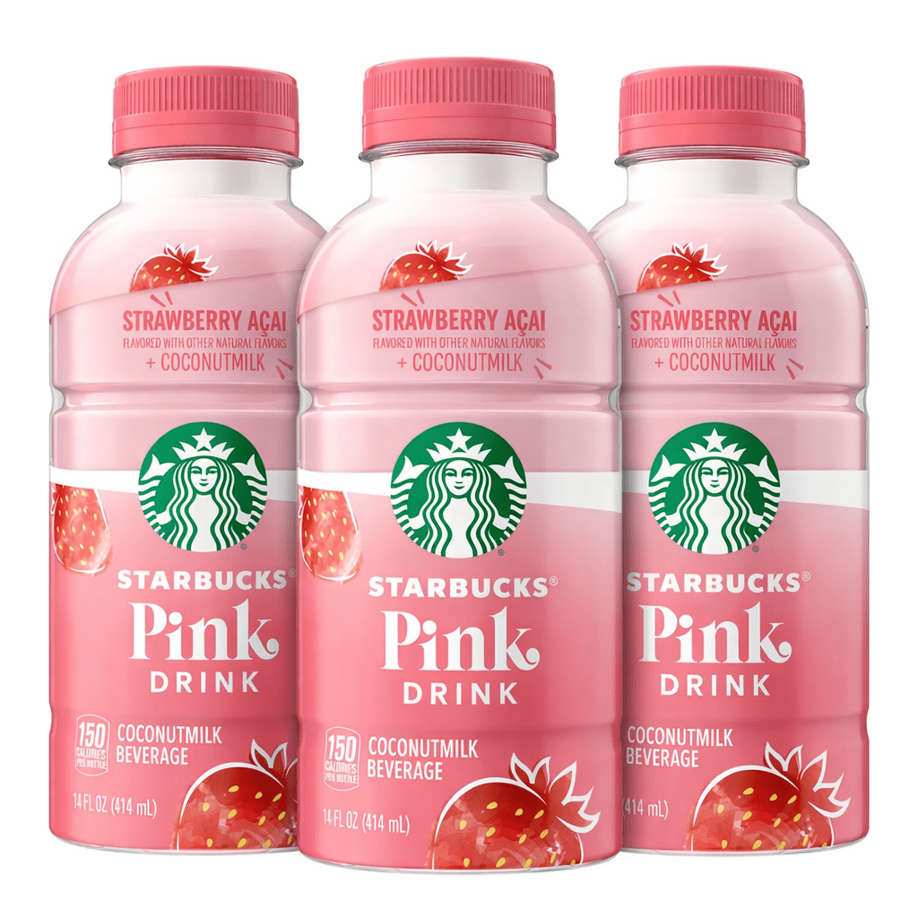 Starbucks Strawberry Acai Pink Drink Coconutmilk Beverage. 14 oz. Pack of 3