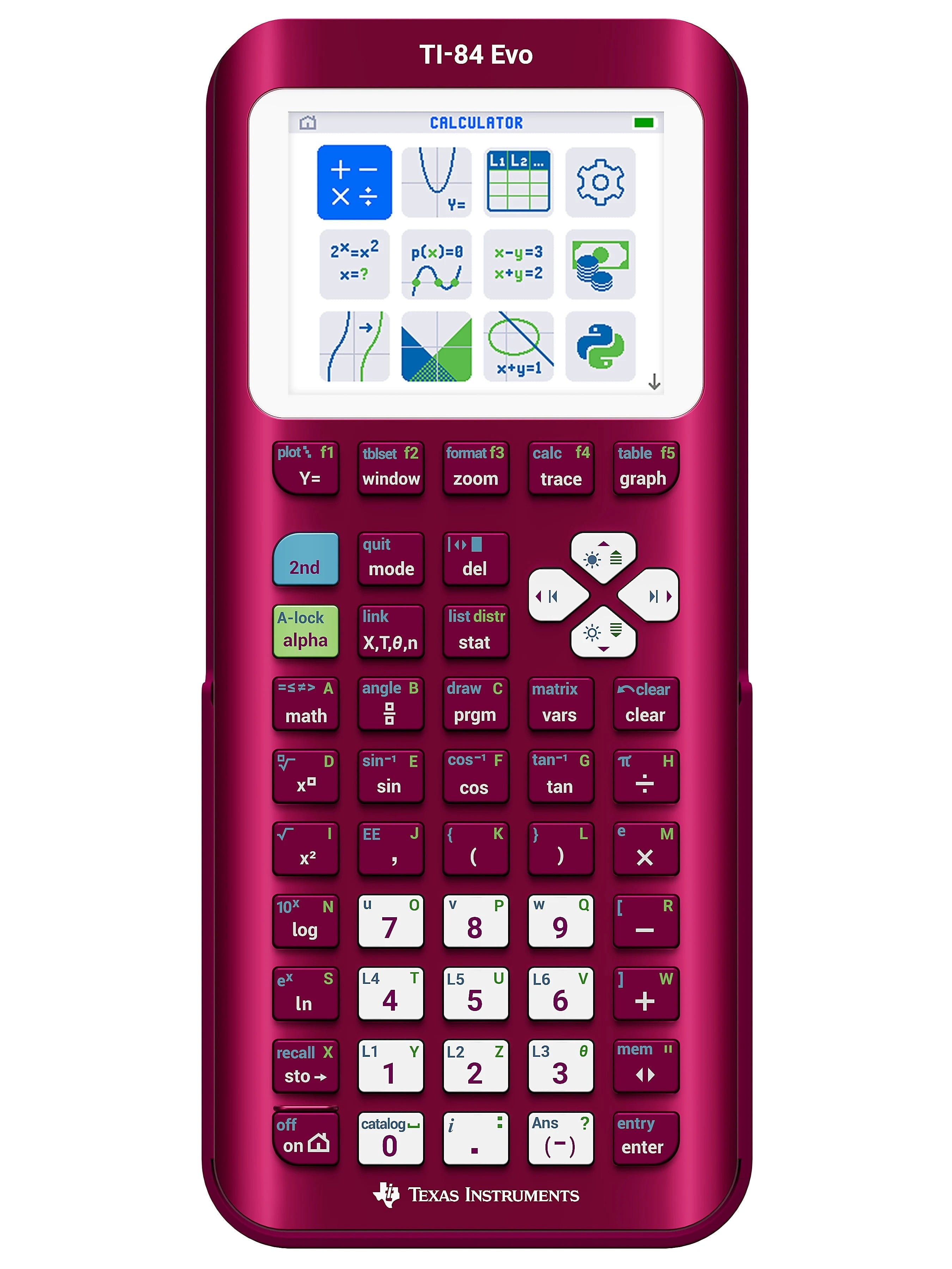 TI-84 Evo Graphing Calculator with Python. Raspberry Metallic