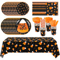 TURSTIN 193-Piece Halloween Candy Corn Tableware Set - Serves 24