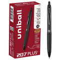 uniball 207 Plus+ Retractable Gel Pens. Medium Point (0.7mm). Black. 12 Count