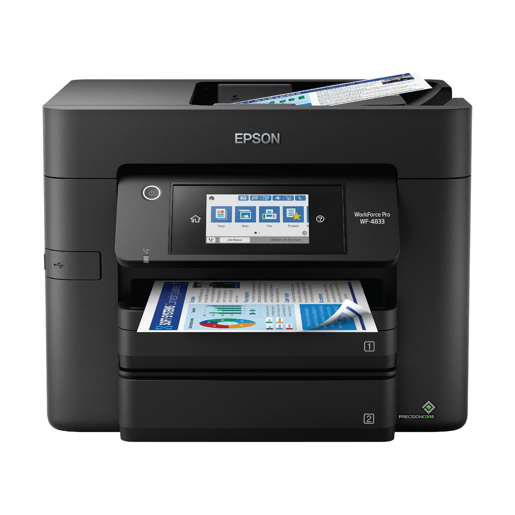 WorkForce Pro WF-4833 Wireless All-in-One Printer with Auto 2-Sided Print. 50-page ADF. 500-sheet Paper Capacity. and 4.3 Color Touchscreen