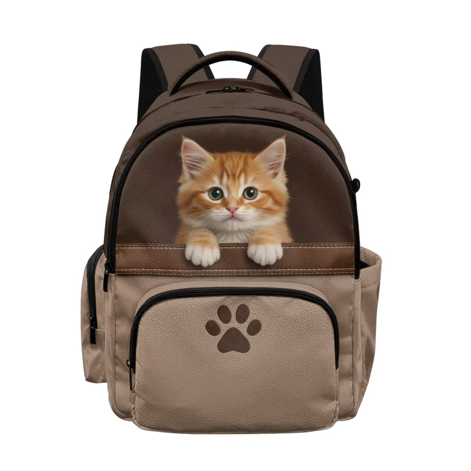 Xixirimido Cat & Paw Print Backpack for Kids. Lightweight Multi-Pocket School Bag
