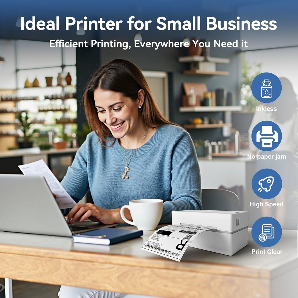Label Printer. 4x6 Thermal Bluetooth Shipping Label Maker for Packages. Compatible with Windows iOS Android. Wireless Sticker Printing for Business and Home