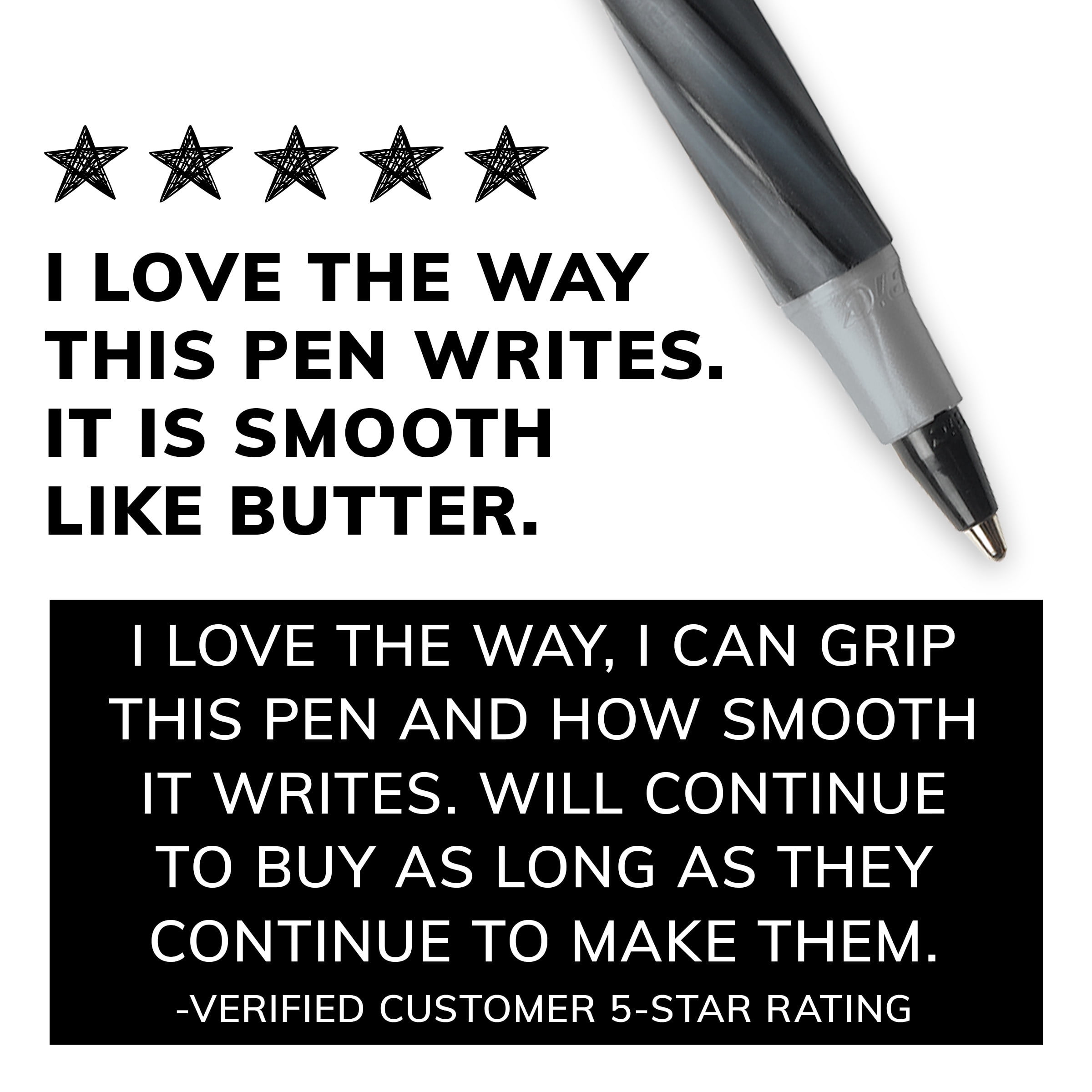 BIC Round Stic Xtra Comfort Ballpoint Pen. Bold Point. 1.2 mm. Black Ink. 24 Count