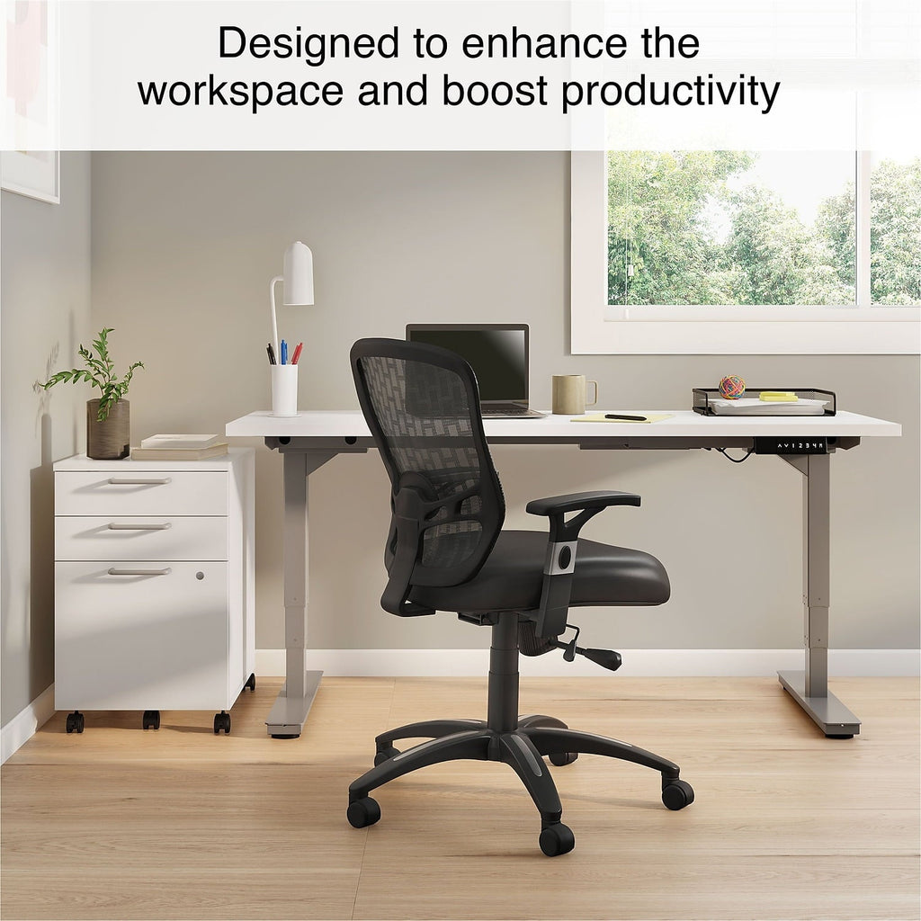 Staples Corvair Mesh Back Luxura Faux Leather Computer and Desk Chair Black 2/Pack 59455-CCVS