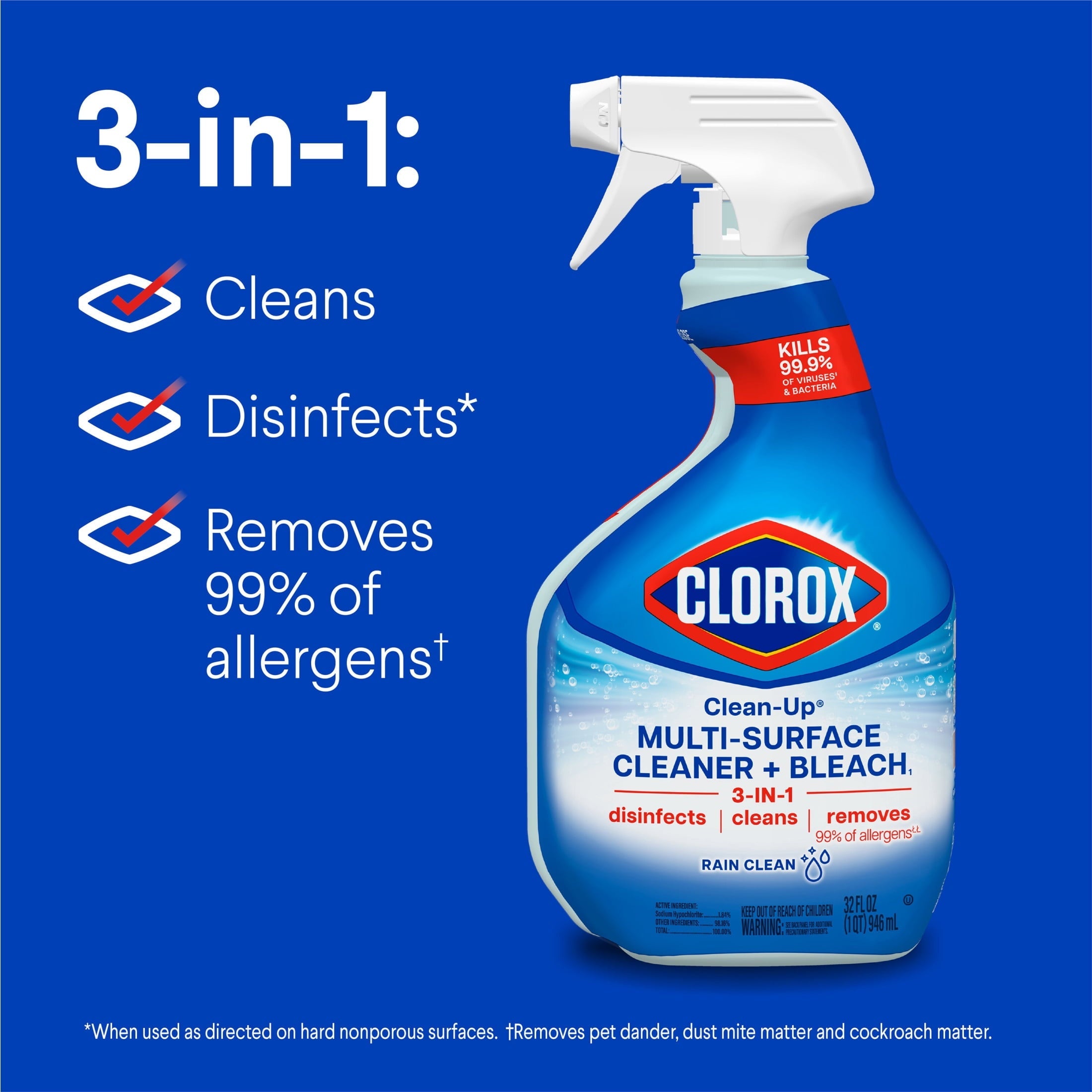 Clorox Clean-Up All Purpose Cleaner Spray with Bleach. Rain Clean. 32 fl oz