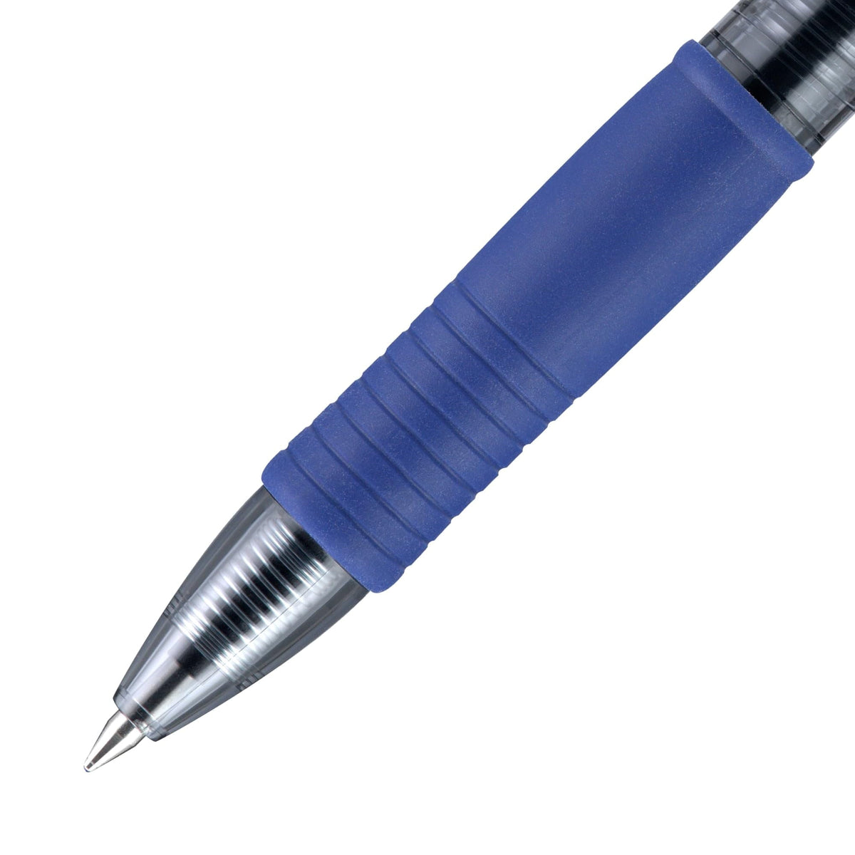 Pilot G2 Retractable Gel Pen. Fine Point. 0.7mm. Clear Barrels. Blue Ink. Tub Of 36 Pens