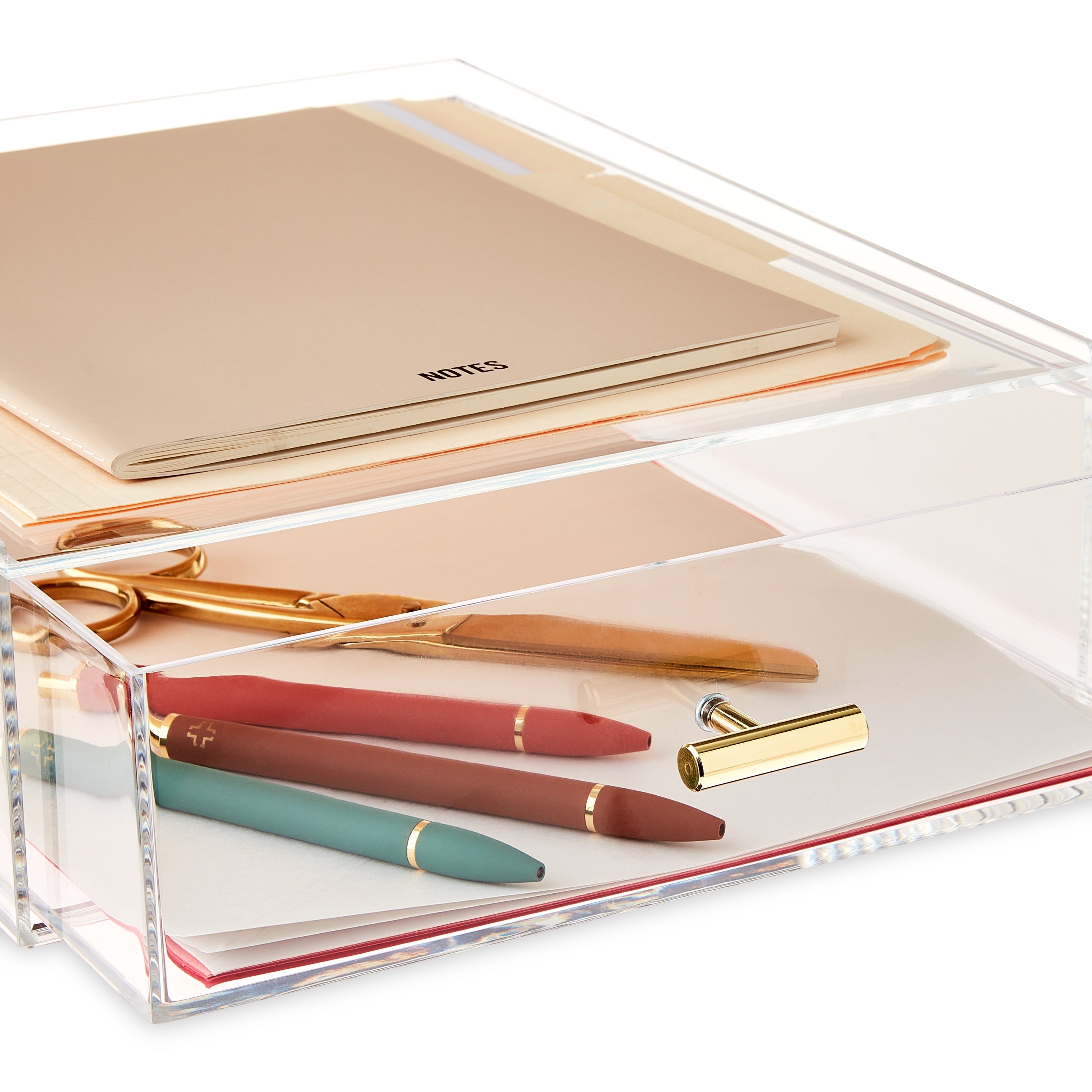 Pen+Gear Acrylic Paper Tray with Drawer. 3.54 x 10.47 x 13.5. Clear