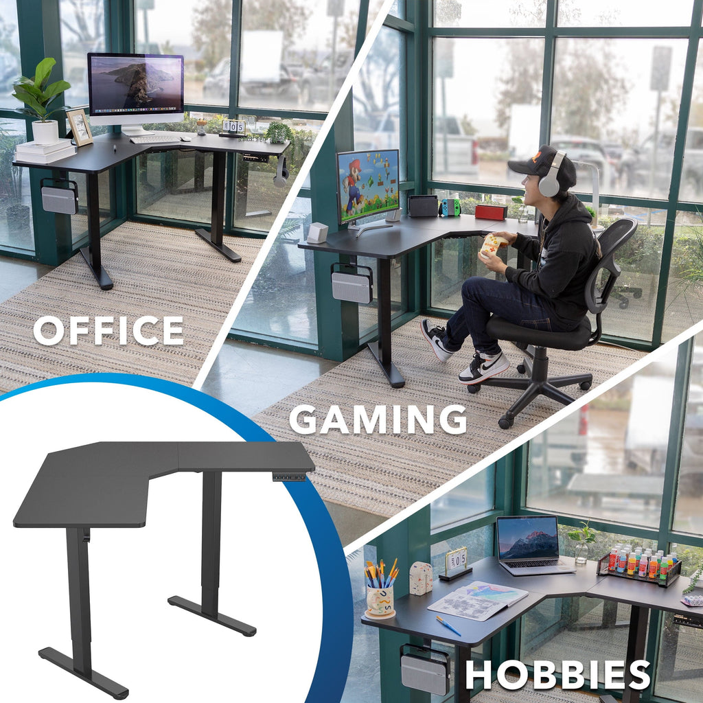 Mount-It! Eclectic Height Adjustable Corner Sit-Stand Desk. Ergonomic. New Design
