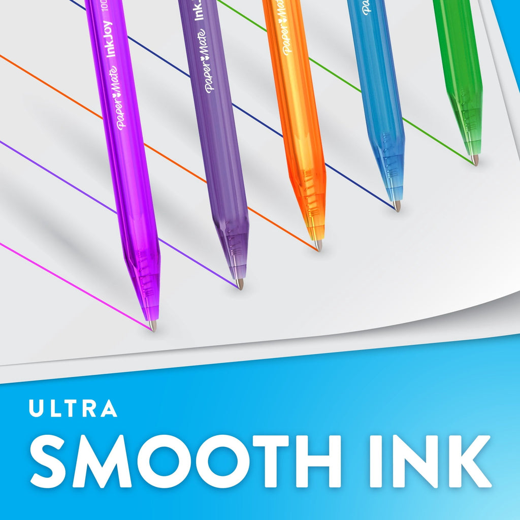 Paper Mate InkJoy 100 RT Ballpoint Pens. 1.0mm. Assorted Colors. 16-Pack