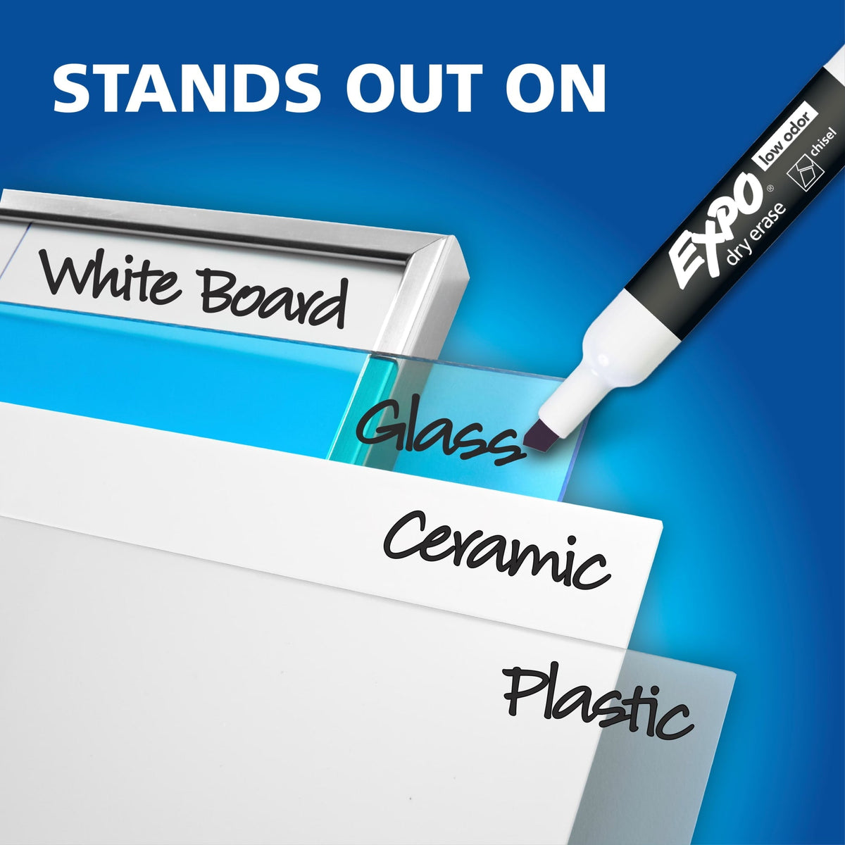 EXPO Low-Odor Dry Erase Markers. Chisel Tip. 12 Count