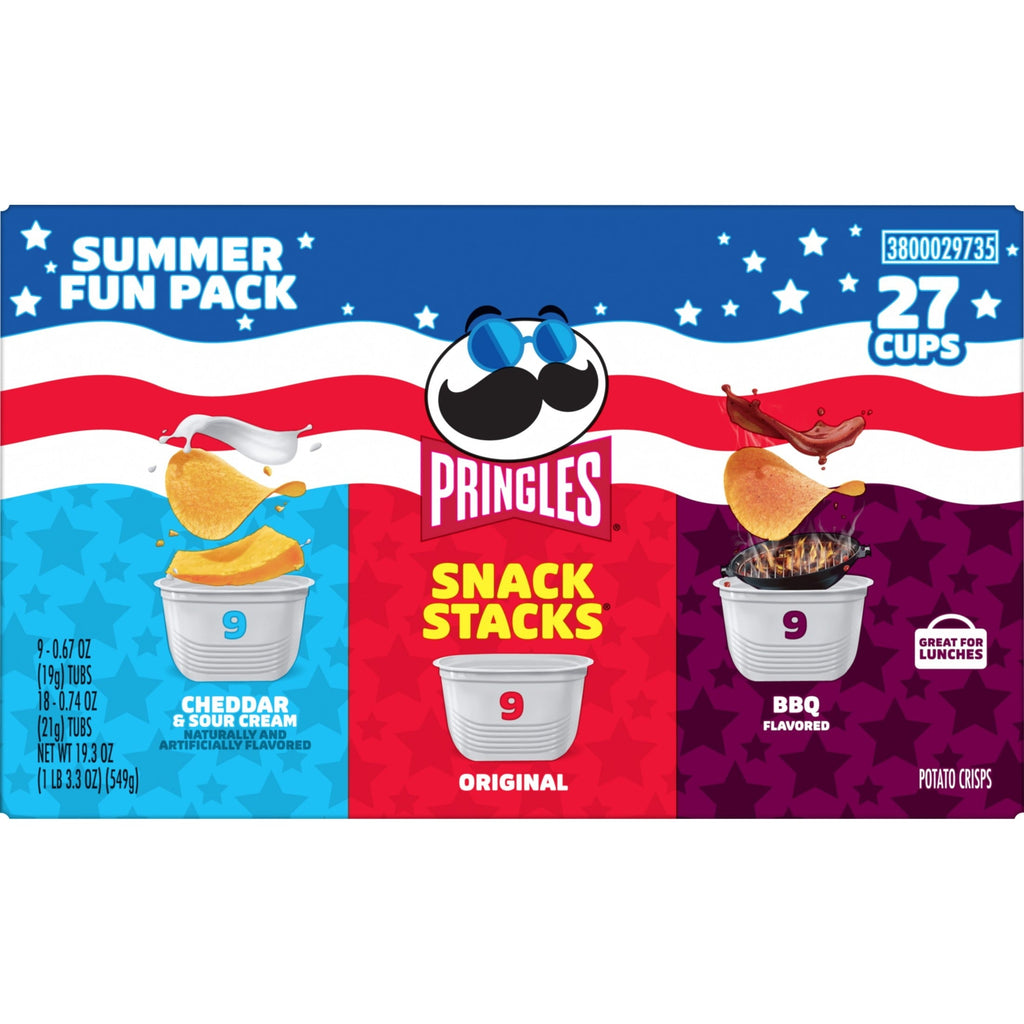 Pringles Snack Cups 6 Flavor Variety Pack Potato Crisps Chips. Lunch Snacks. 27 Count