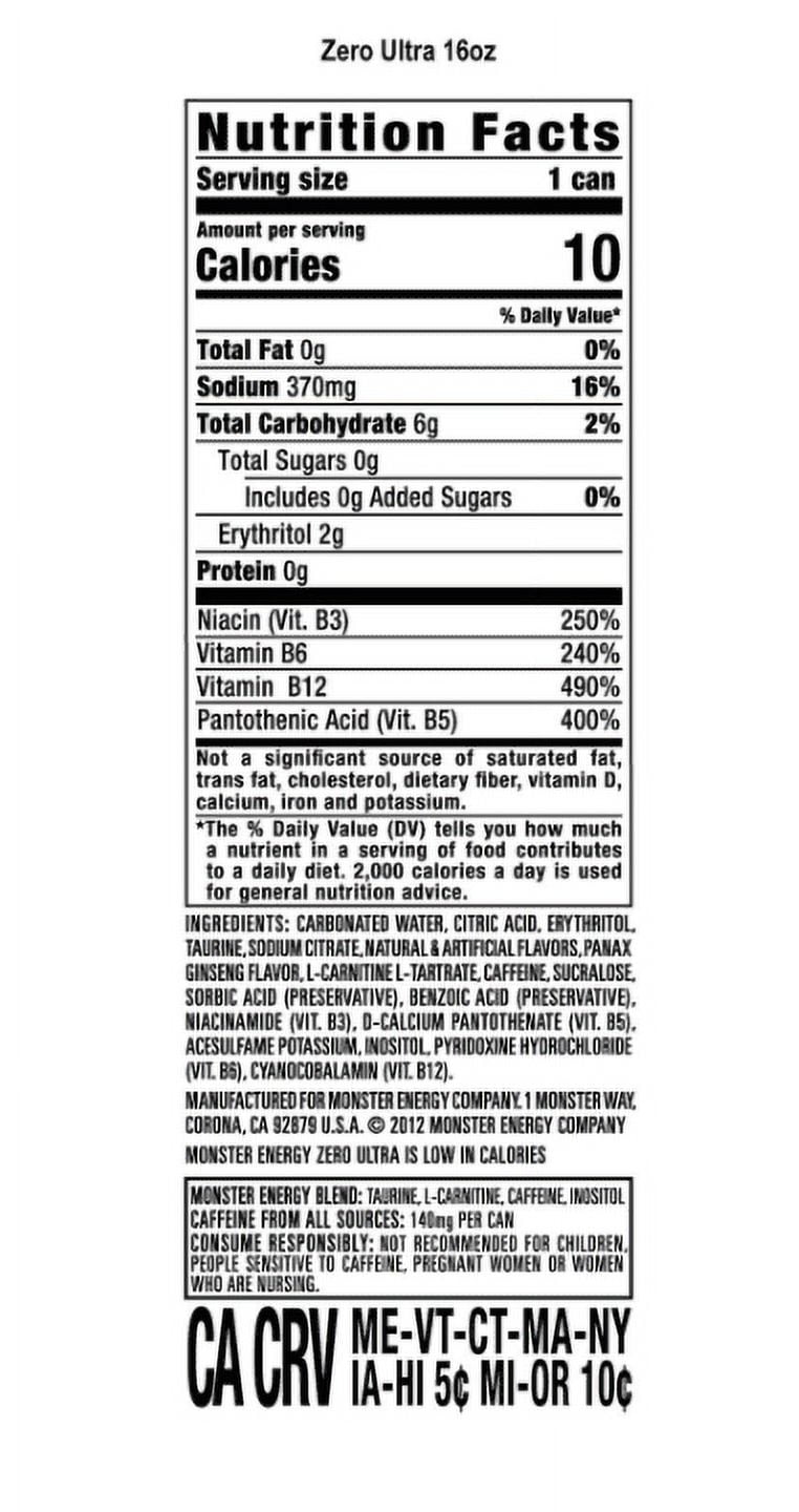 Monster Energy Zero Ultra. Sugar-Free Energy Drink. 16 fl oz Cans. 24 Pack