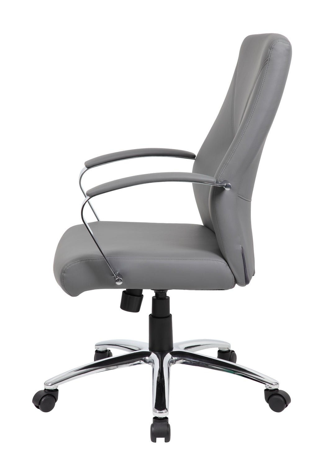 Boss Office Products LeatherPlus Home Office Adjustable Executive Chair with Casters. Grey