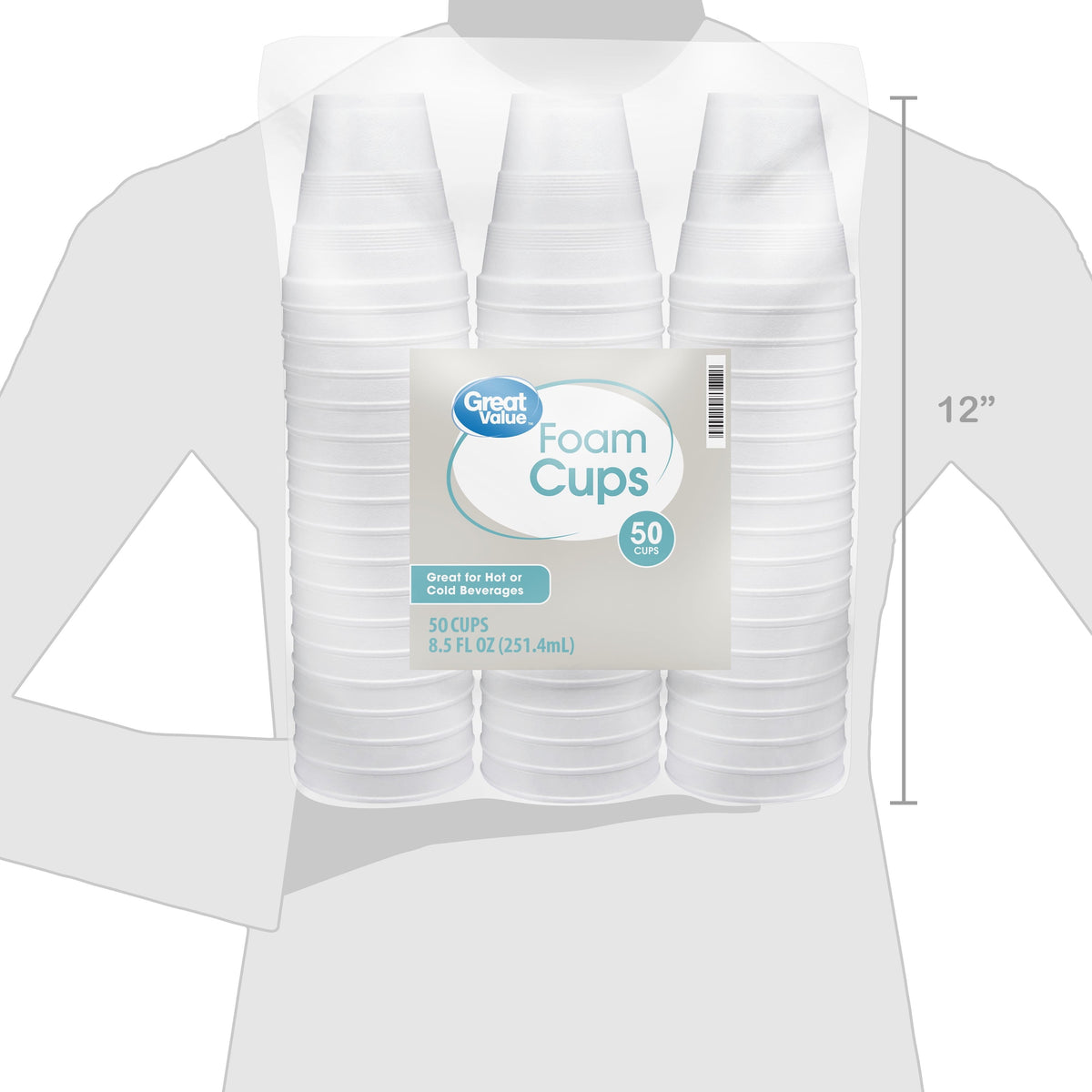 Great Value Disposable Foam Cups. 8 Ounce. 50 Count