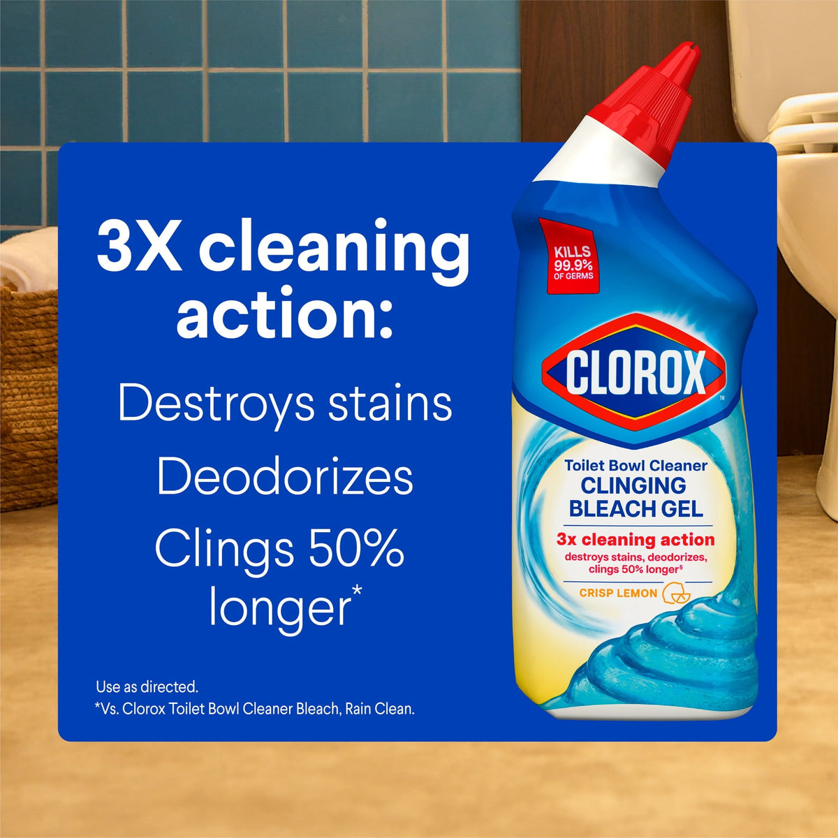 Clorox Toilet Bowl Cleaner Clinging Bleach Gel. Crisp Lemon. 24 fl oz