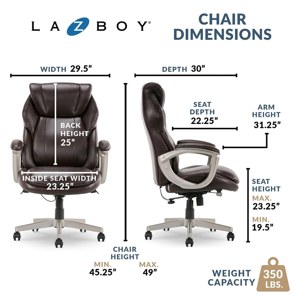 La-Z-Boy Westley Big & Tall Executive Office Chair. Active Lumbar Support. Brown