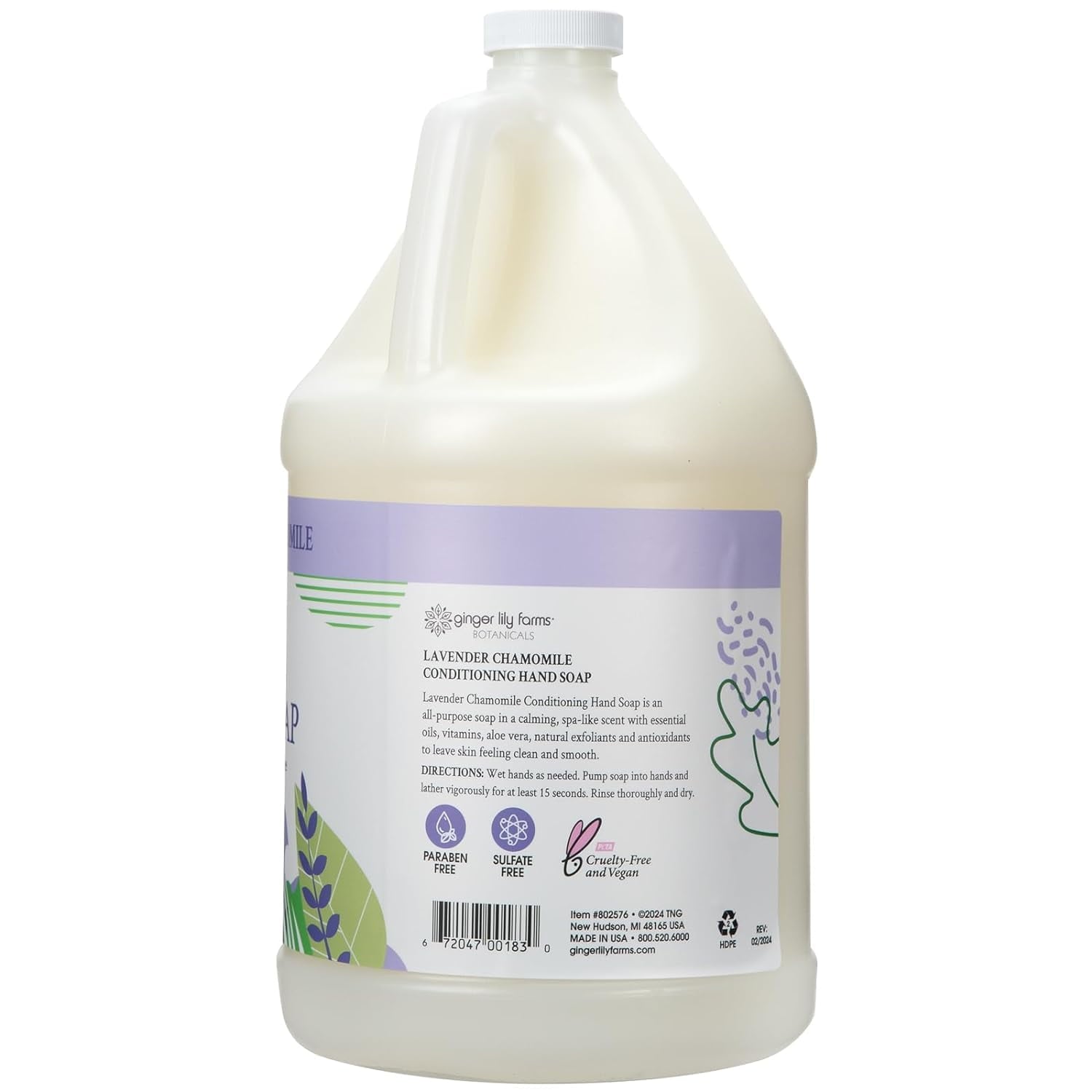 Ginger Lily Farms Botanicals All-Purpose Conditioning Liquid Hand Soap Refill. 100% Vegan & Cruelty-Free. Lavender Chamomile Scent. 1 Gallon (128 fl oz)