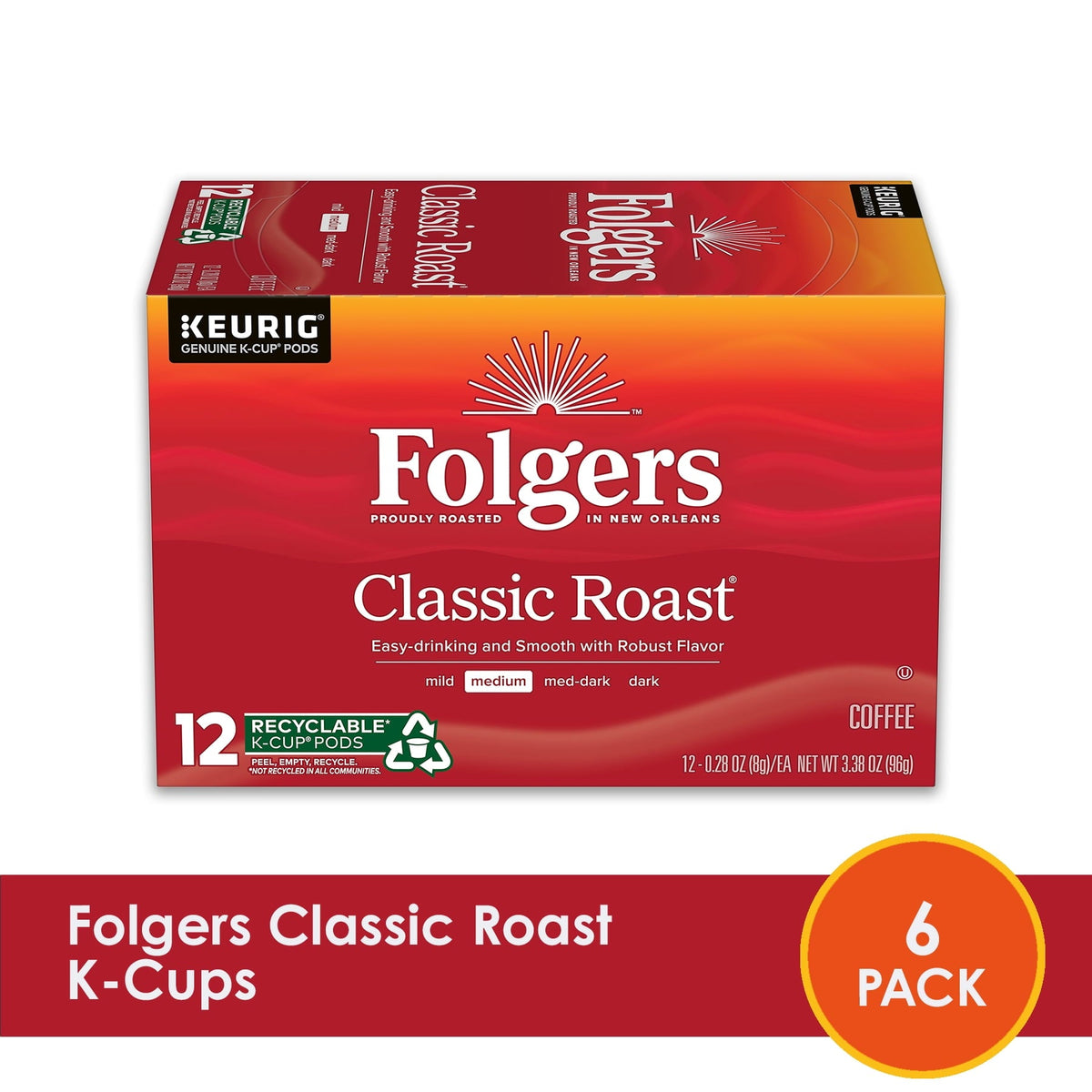 Folgers Classic Roast Coffee K-Cup Pods. Medium Roast. 84-Count