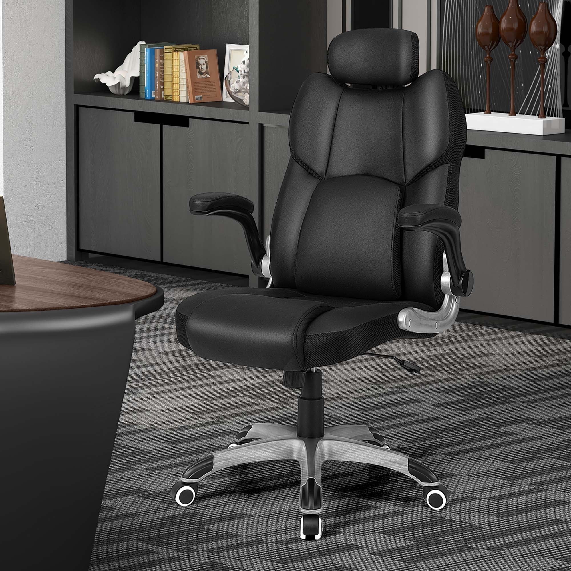 Costway Desk Chairs Executive Collection Adult Leathaire Relaxation and Comfort Desk Chair Type Items Included Black Set of 1