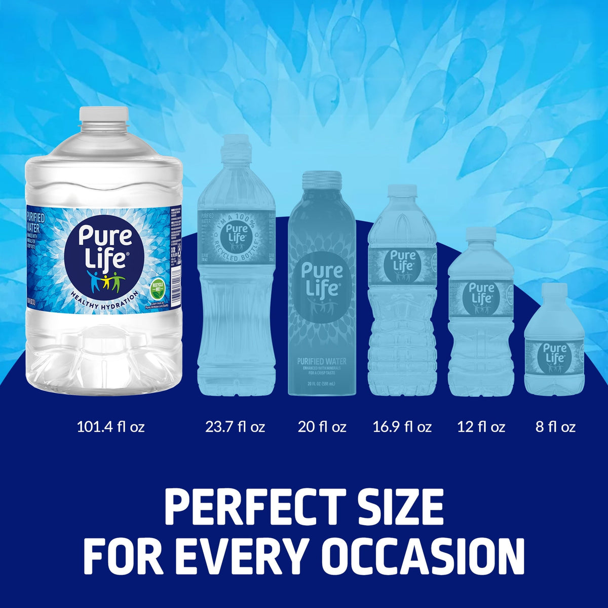 Pure Life Purified Water. 3 Liter. Single Plastic Jug