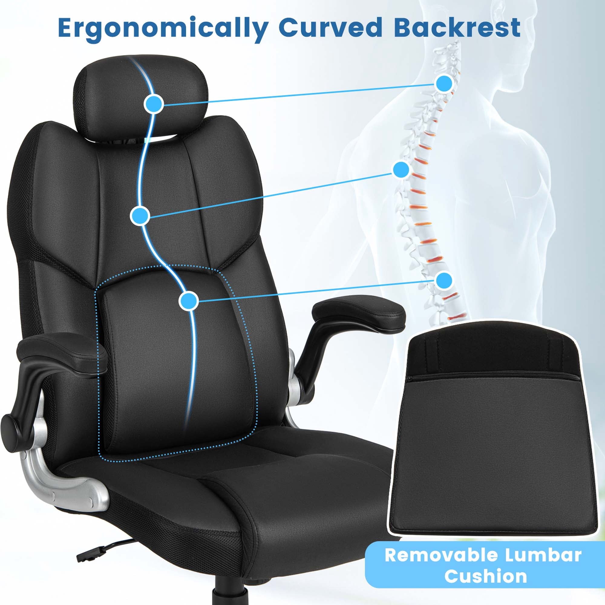 Costway Desk Chairs Executive Collection Adult Leathaire Relaxation and Comfort Desk Chair Type Items Included Black Set of 1