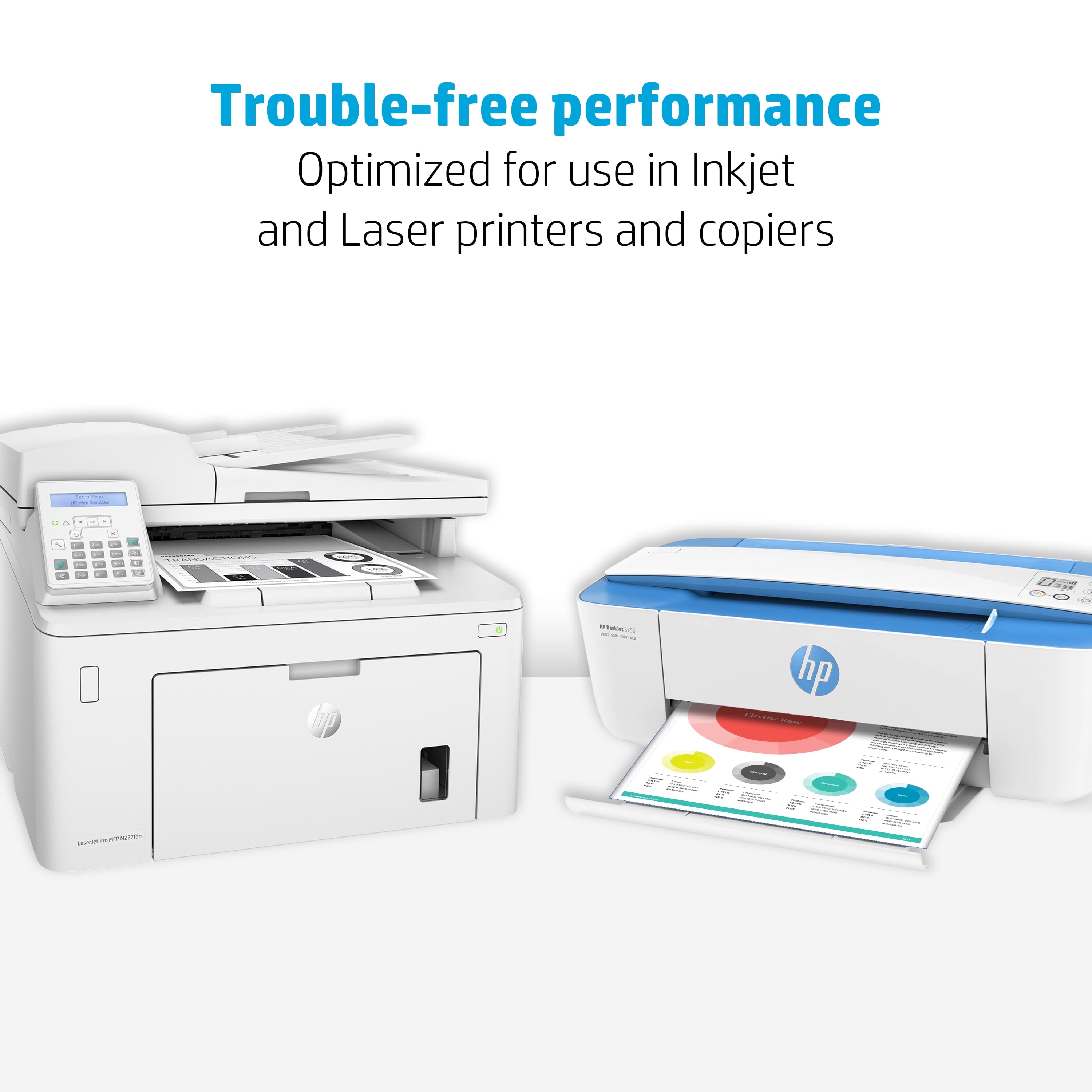 HP Printer Paper - Copy and Print. 20 lb.. 8.5 x 11. 2.400 Sheets. 6 Pack. White